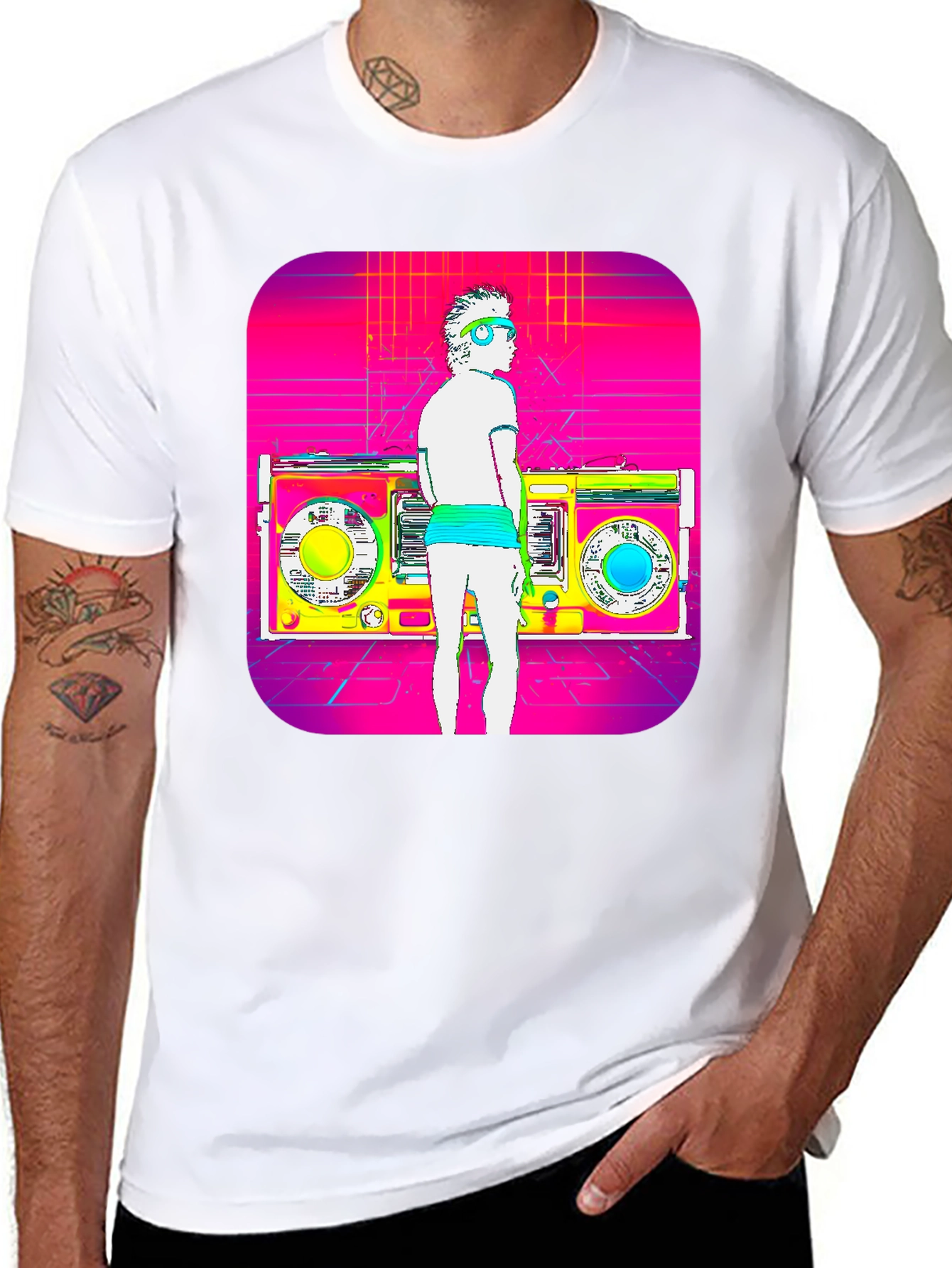 Retro Boombox T-Shirt - 80s Music Style