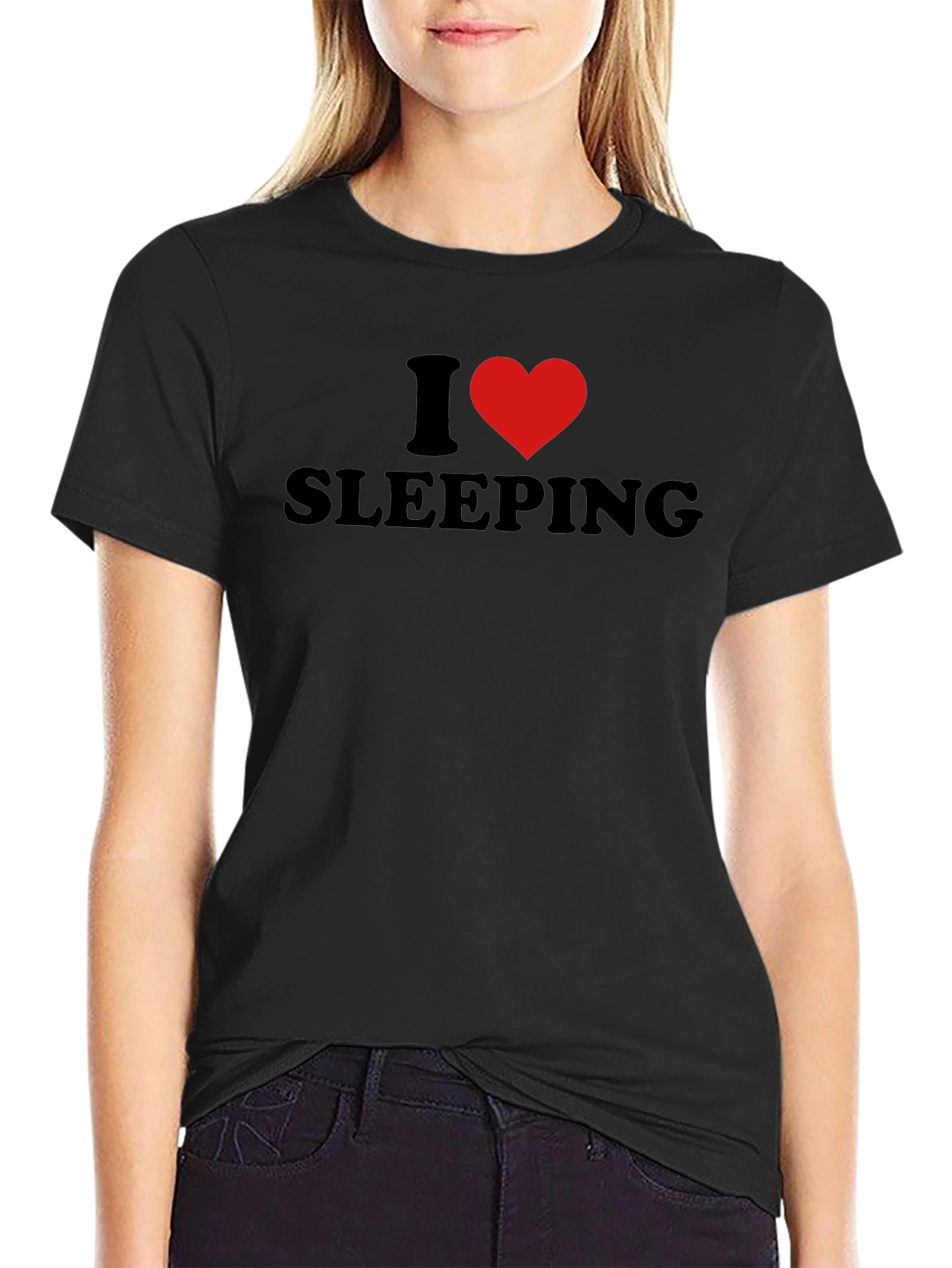 I Heart Sleeping Black Graphic T-Shirt