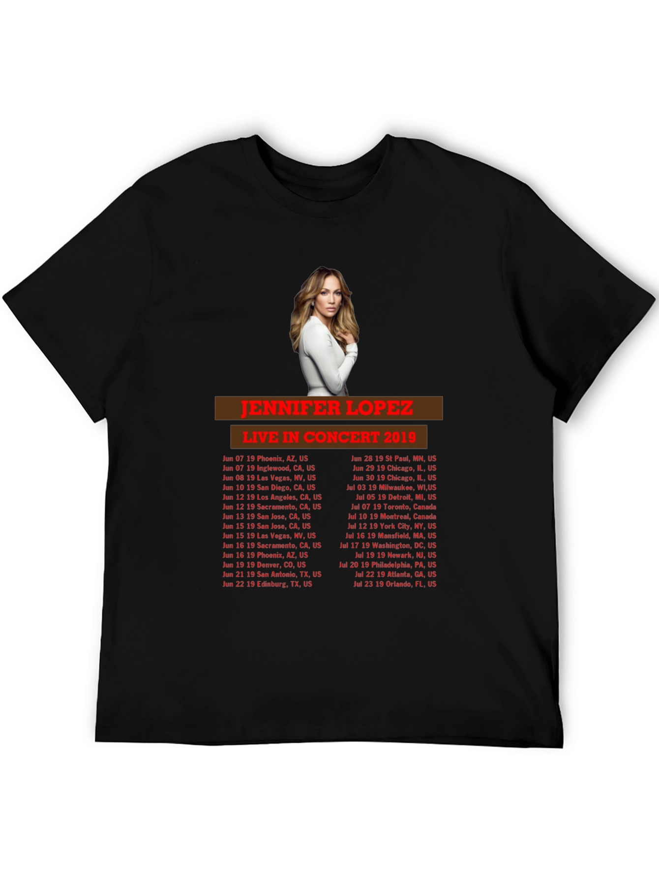 Jennifer Lopez Concert 2019 Black T-Shirt