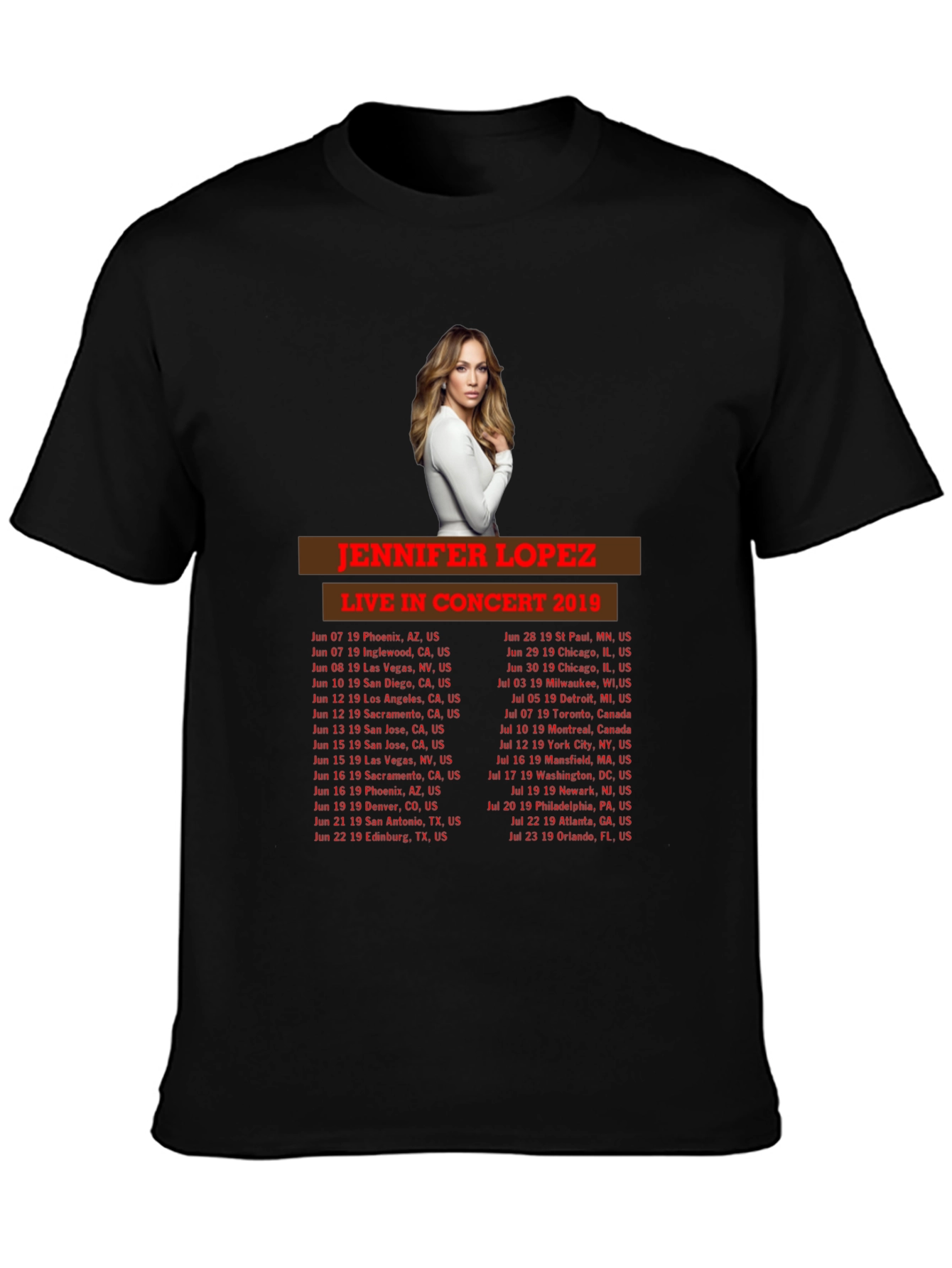 Jennifer Lopez Concert 2019 Black T-Shirt