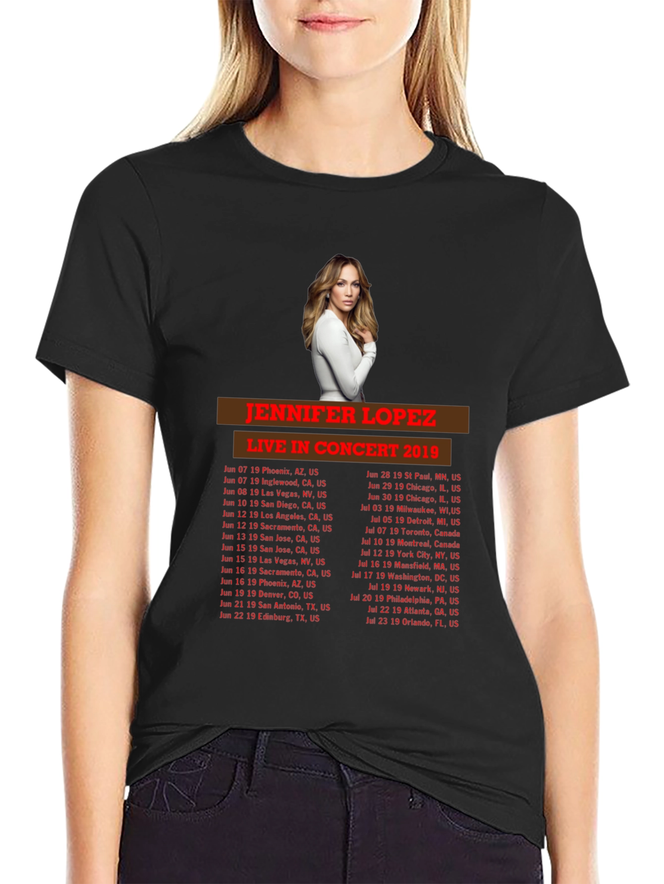 Jennifer Lopez Concert 2019 Black T-Shirt