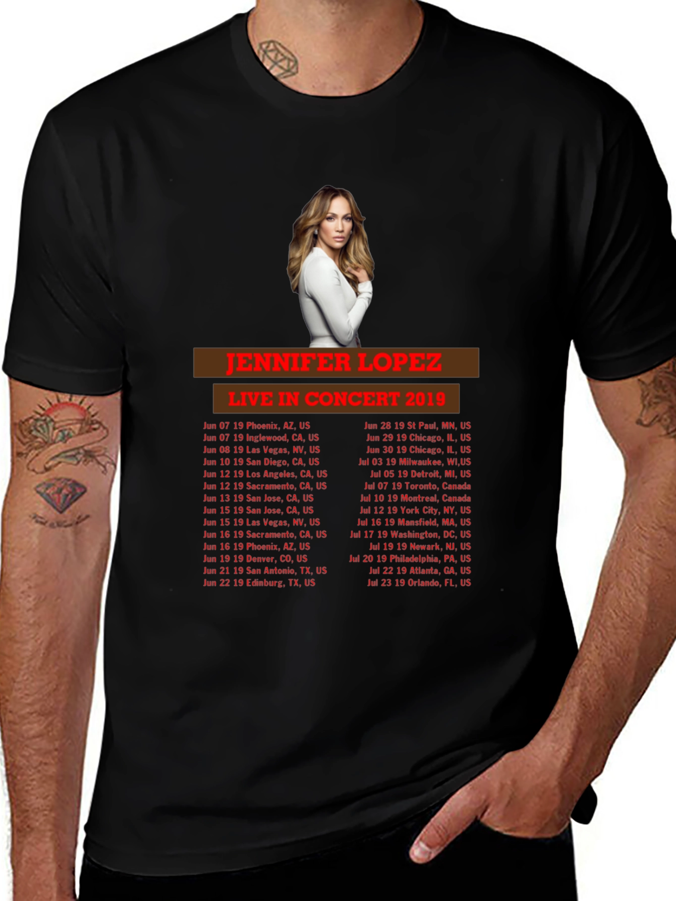 Jennifer Lopez Concert 2019 Black T-Shirt