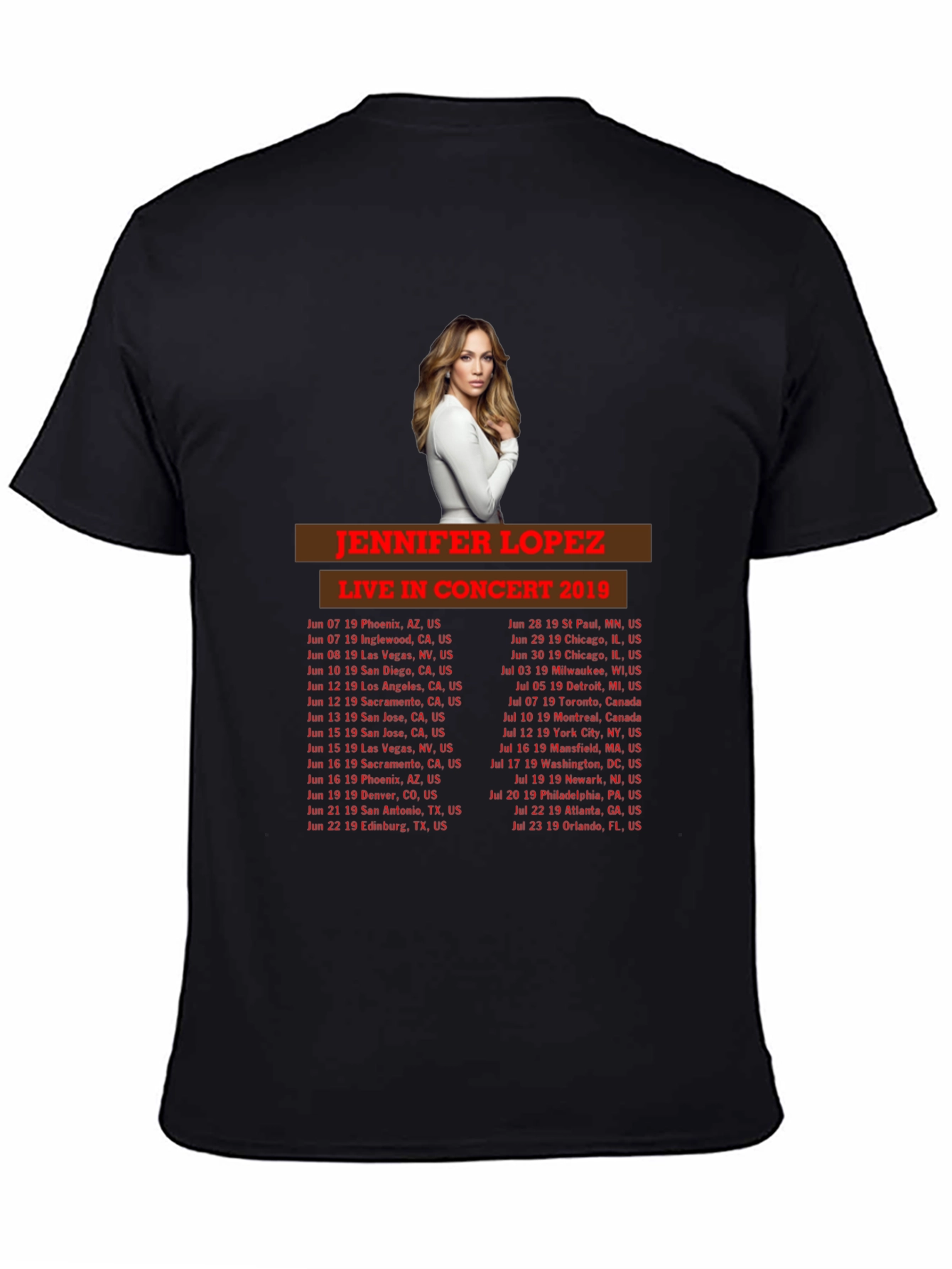 Jennifer Lopez Concert 2019 Black T-Shirt