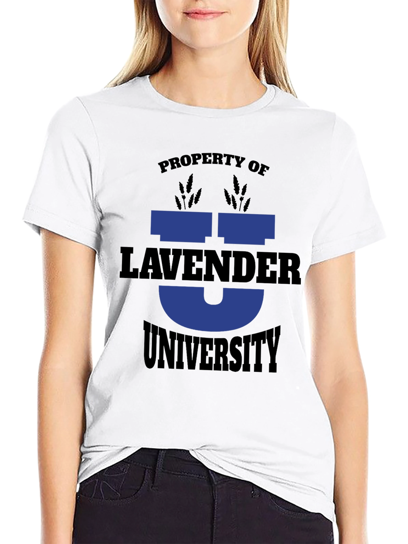 Lavender University Graphic Tee - Black