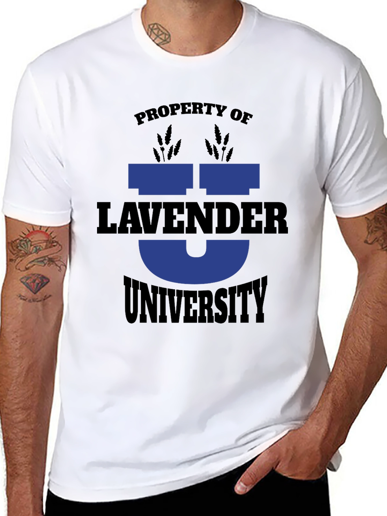 Lavender University Graphic Tee - Black
