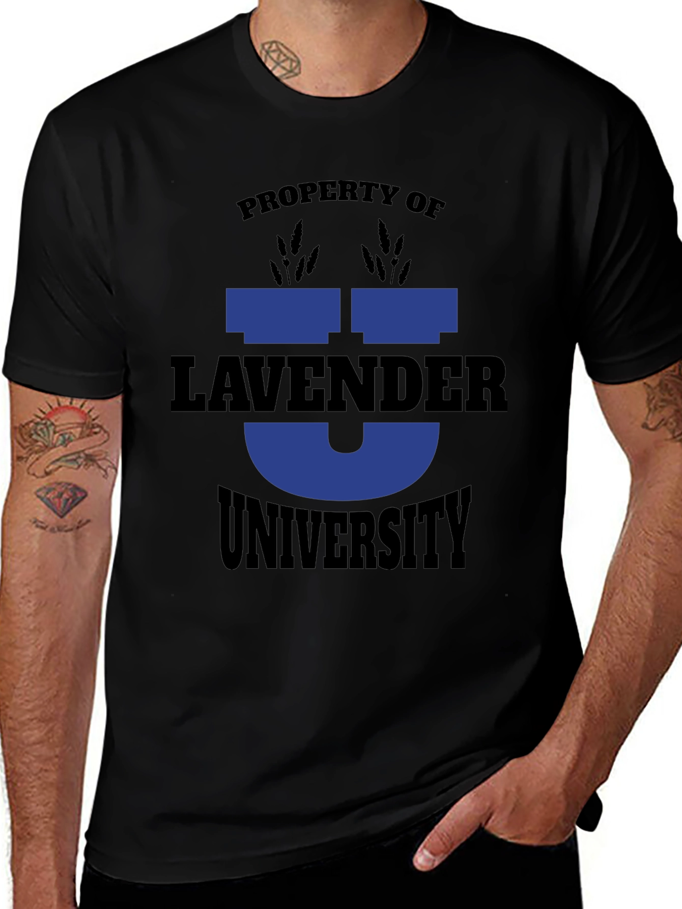 Lavender University Graphic Tee - Black