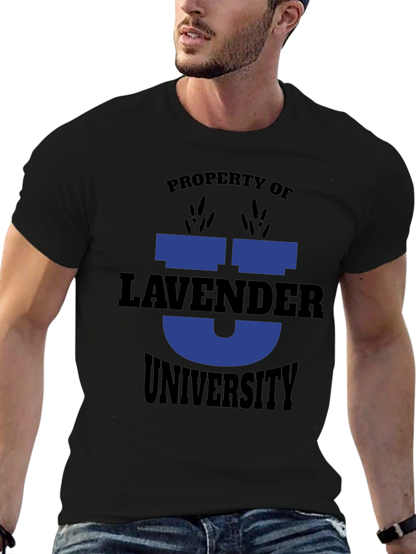 Lavender University Graphic Tee - Black