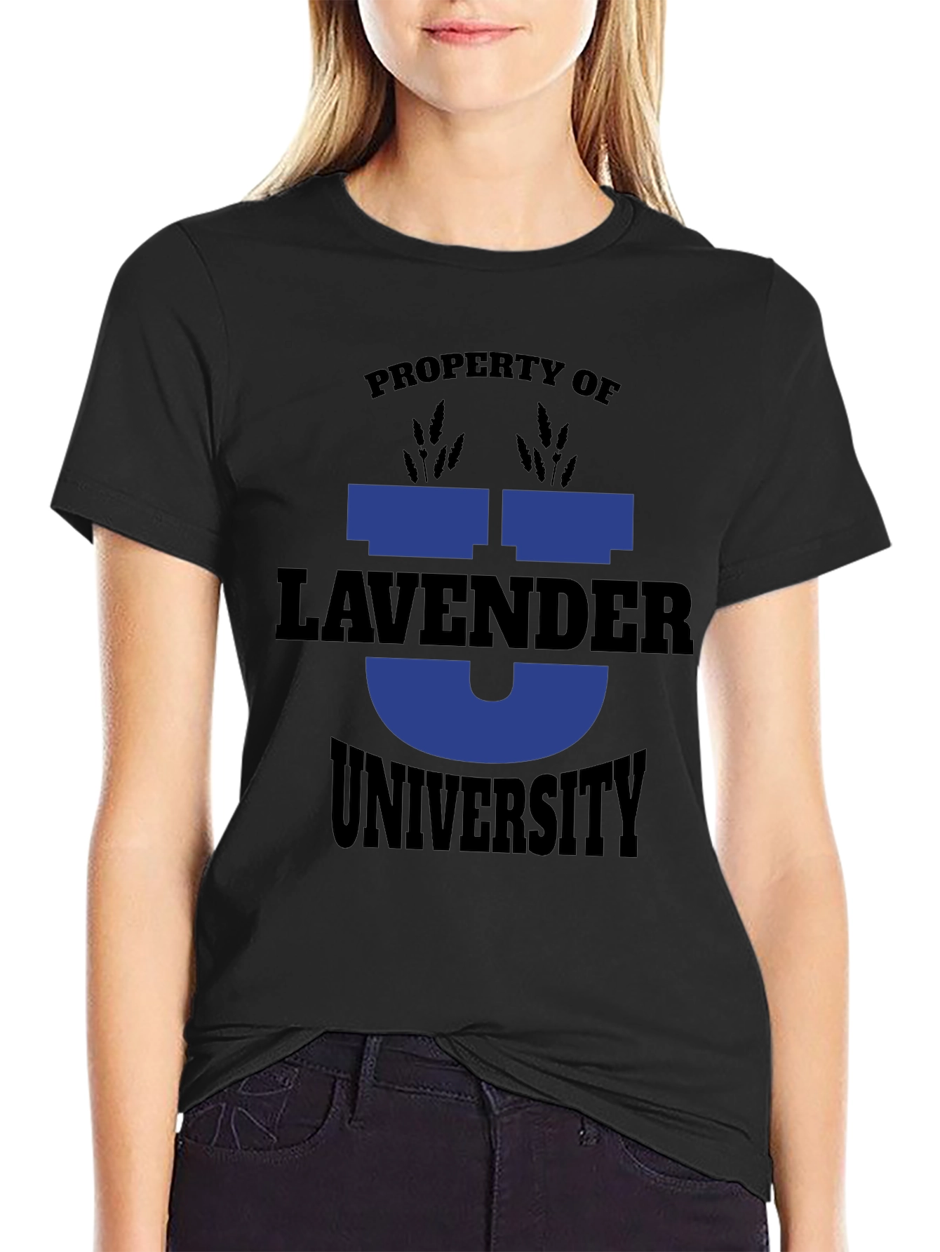 Lavender University Graphic Tee - Black