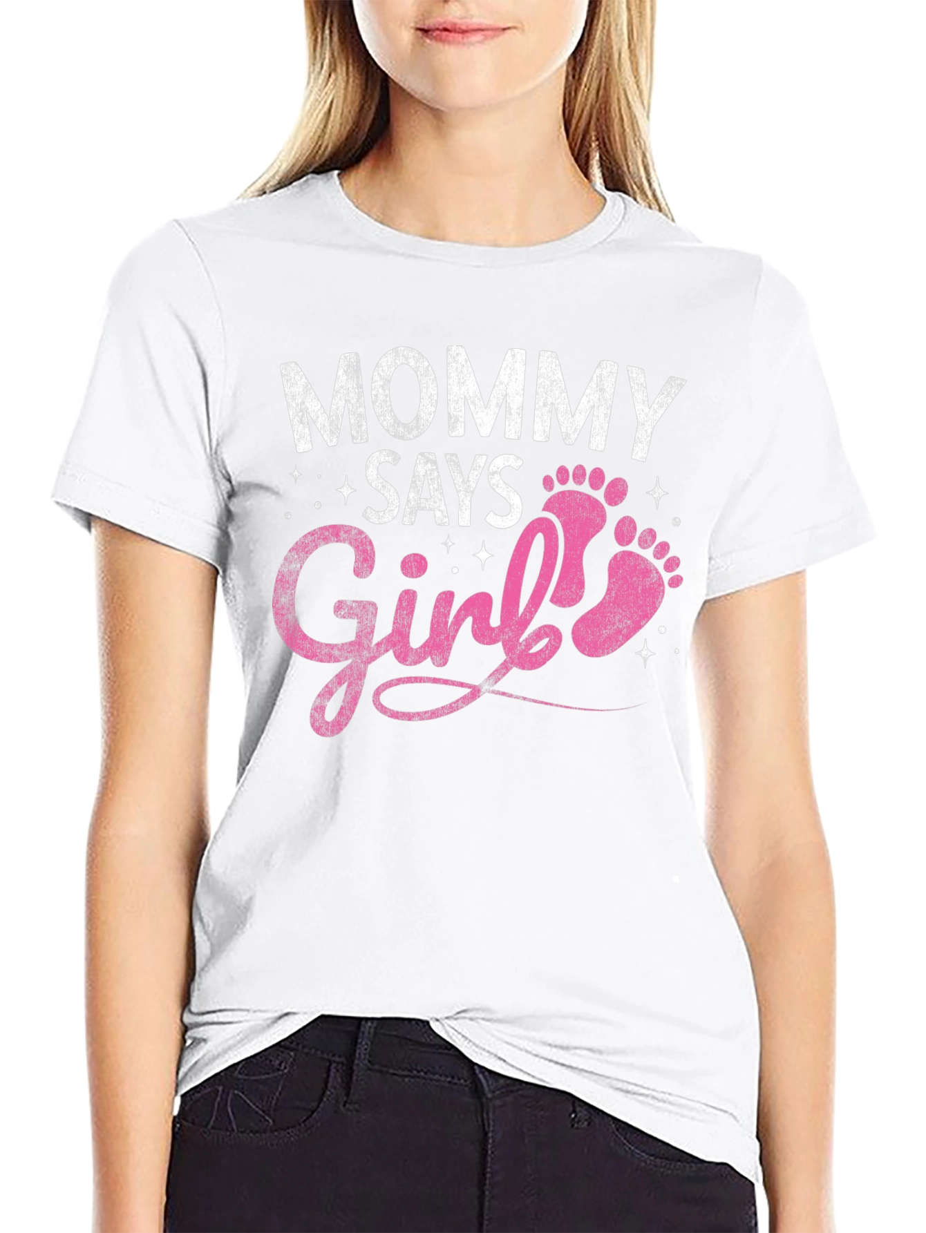 Mommy Says Girl T-Shirt - Baby Announcement