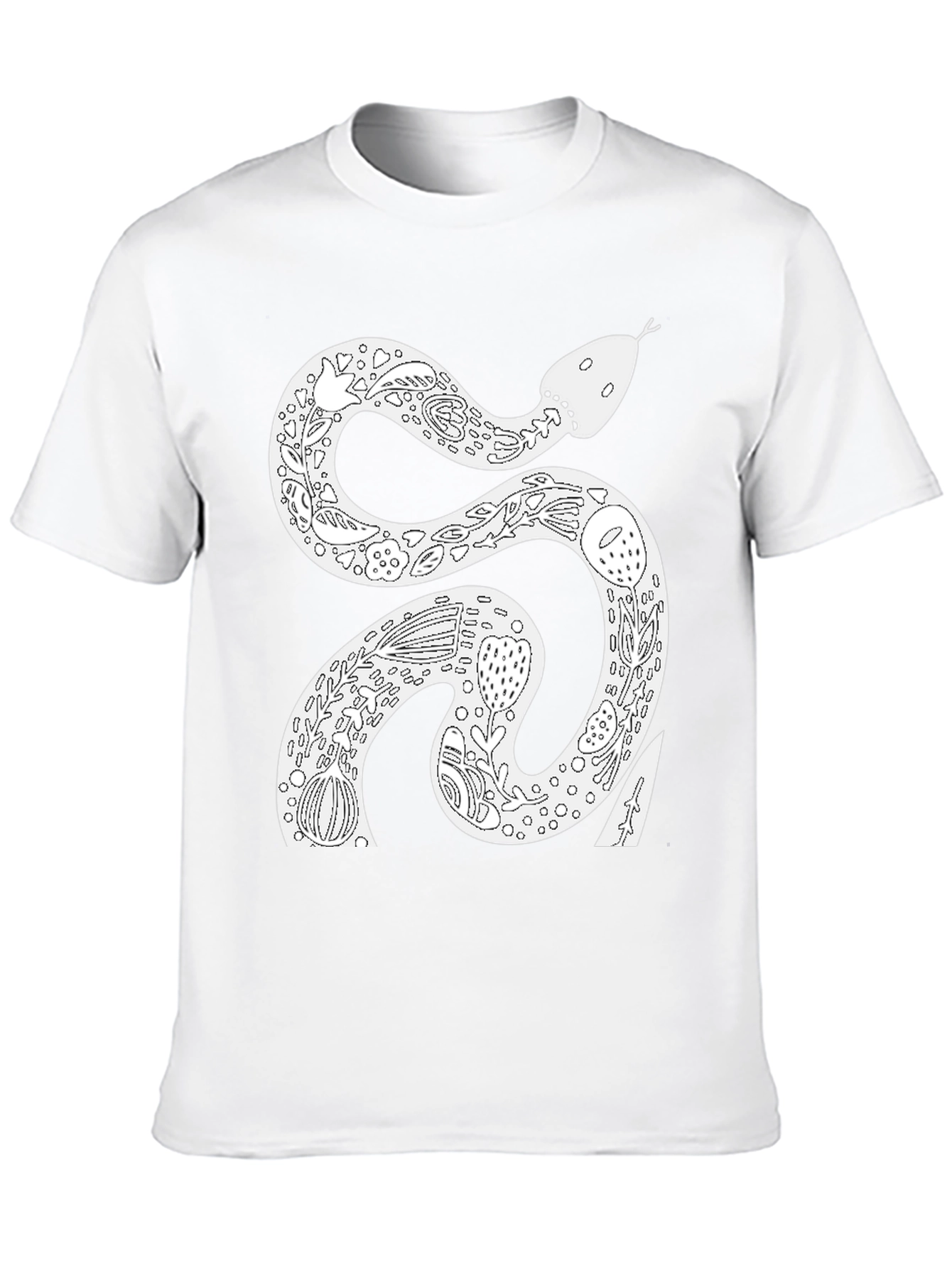 Snake Floral Graphic Tee - Black Cotton T-Shirt