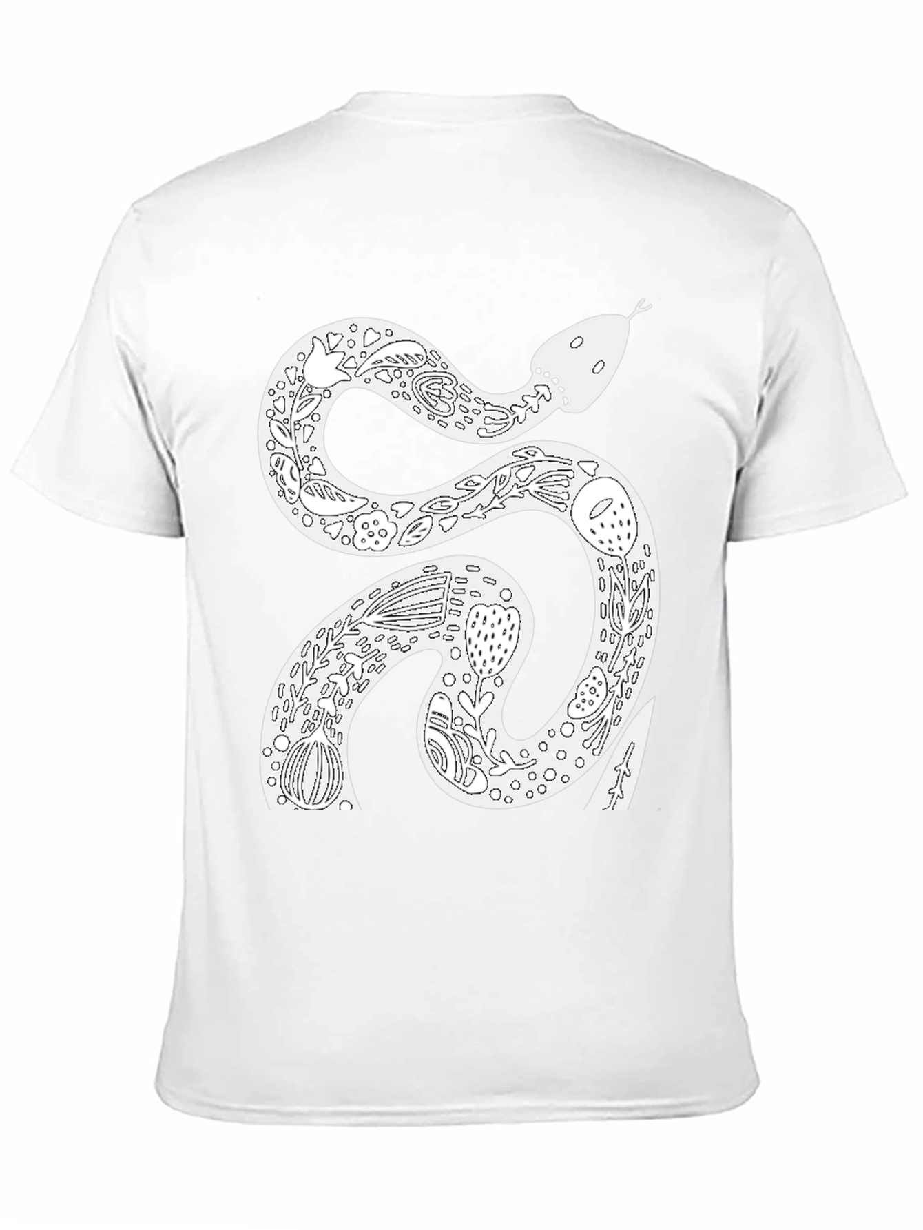 Snake Floral Graphic Tee - Black Cotton T-Shirt