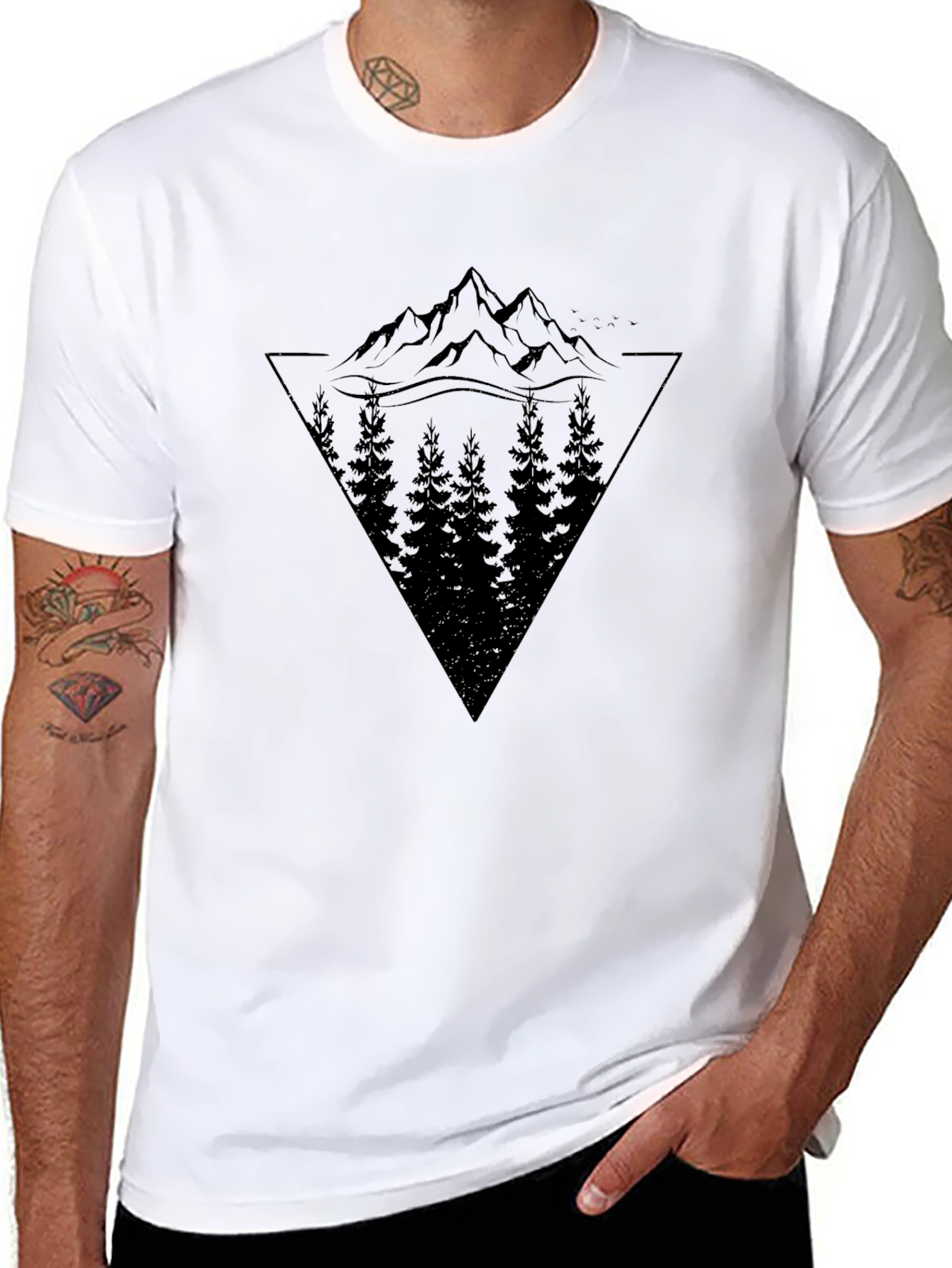 Mountain & Trees Graphic Black T-Shirt