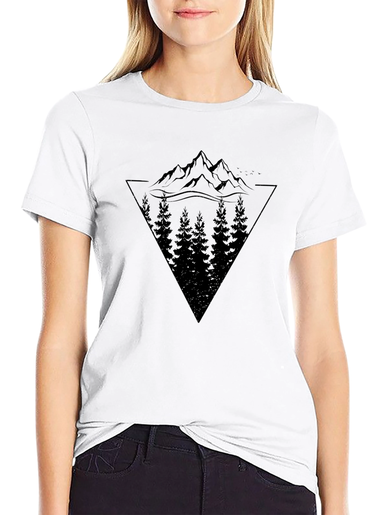 Mountain & Trees Graphic Black T-Shirt