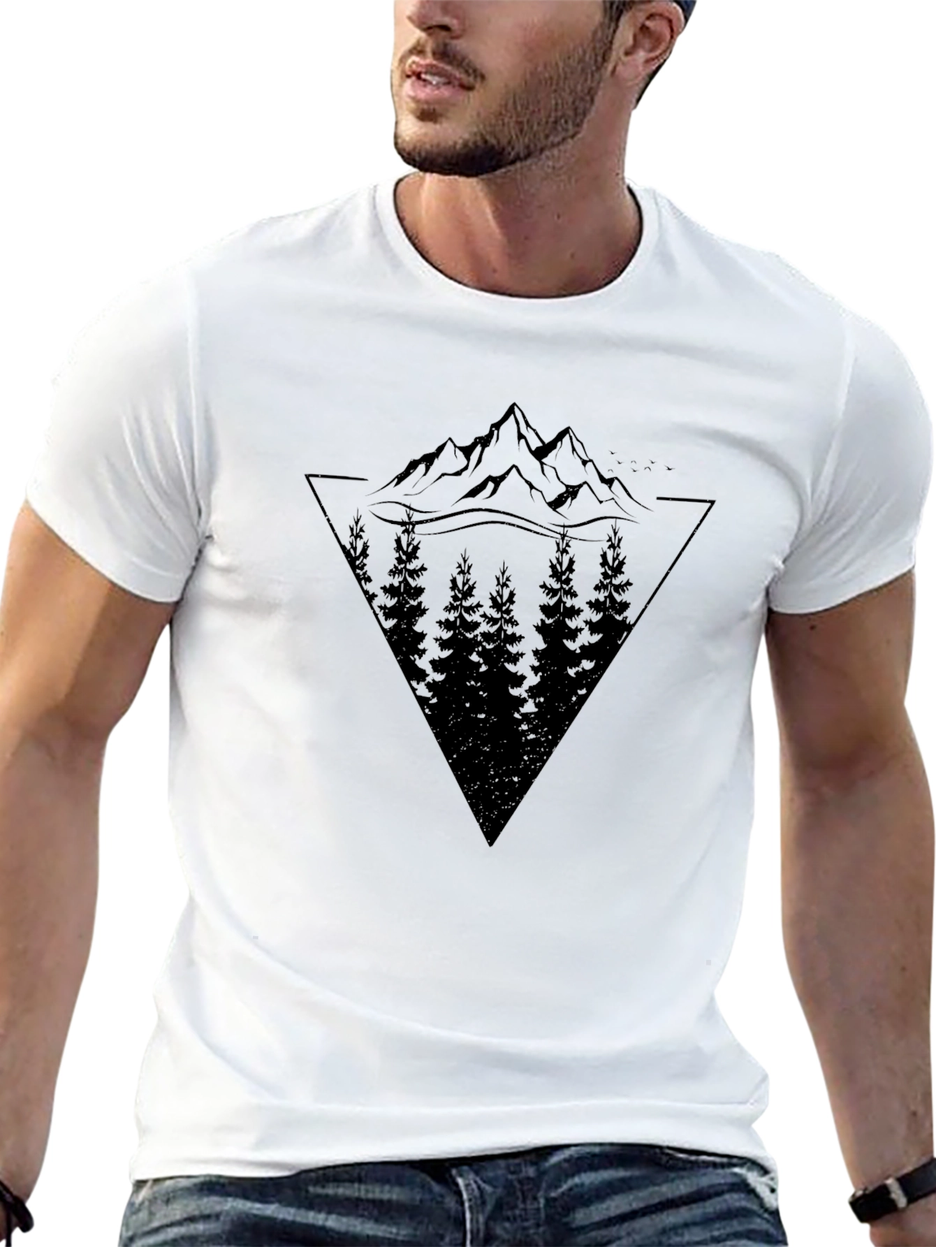 Mountain & Trees Graphic Black T-Shirt