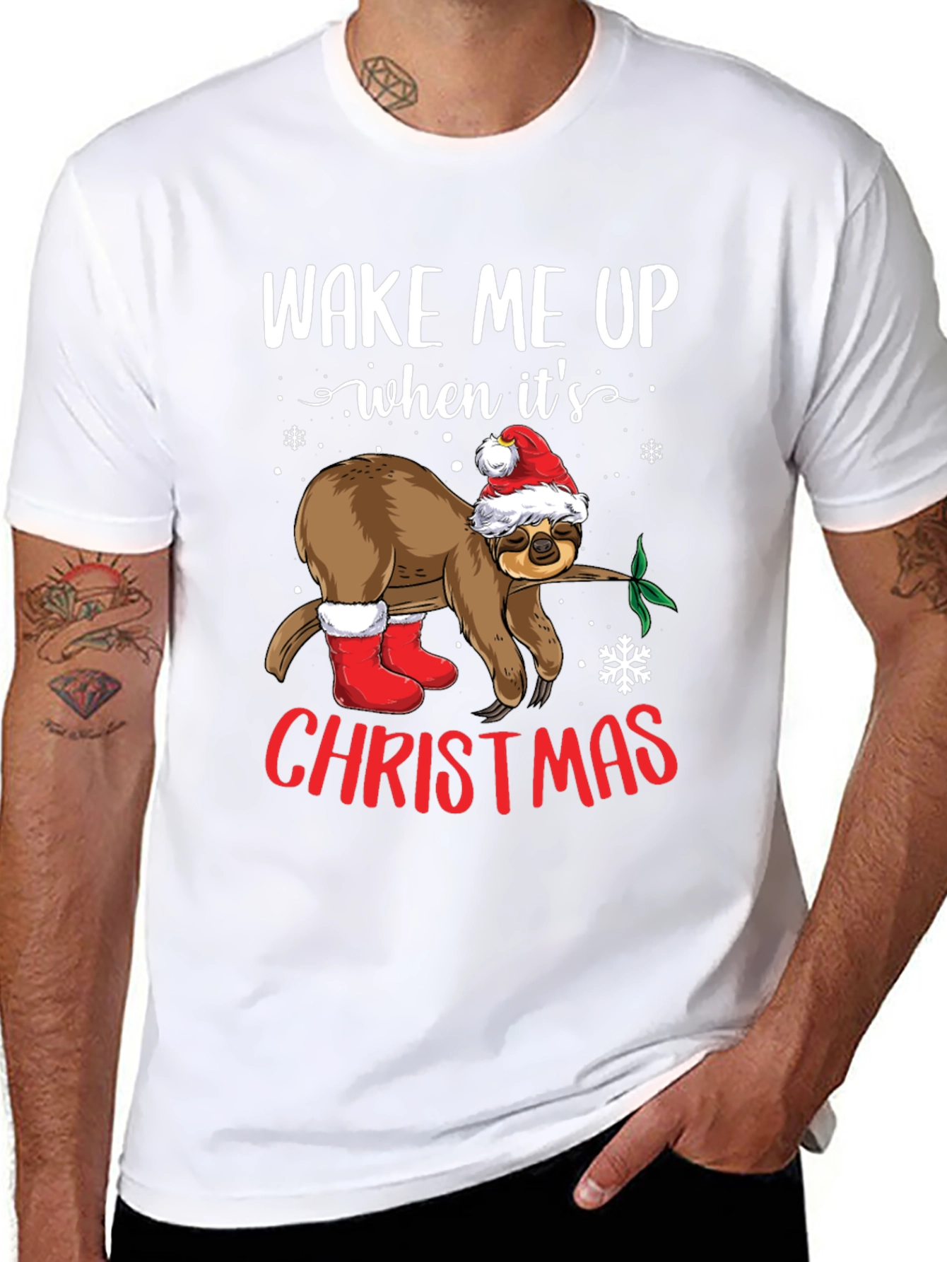 Wake Me Up When Its Christmas Sloth Tee