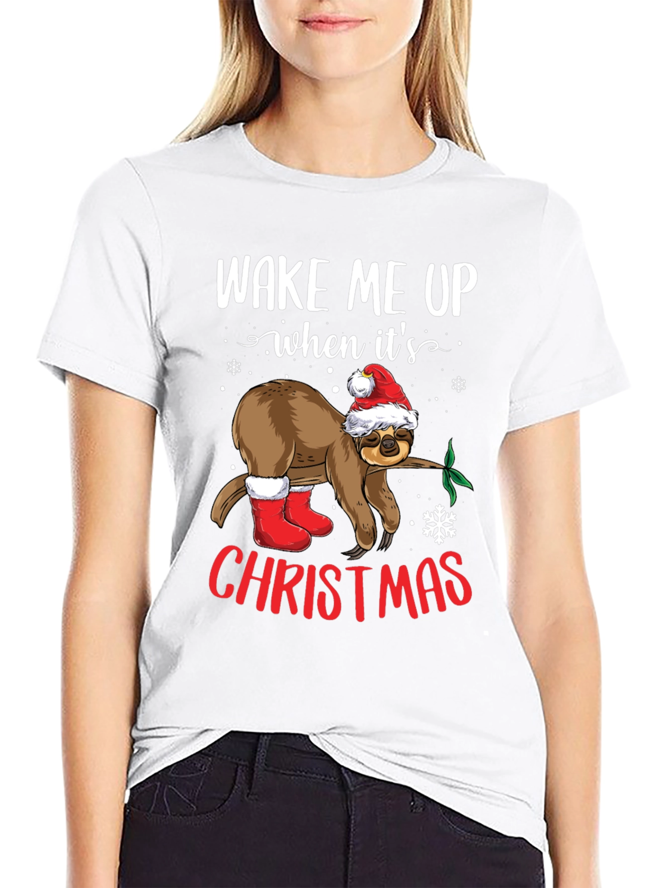 Wake Me Up When Its Christmas Sloth Tee