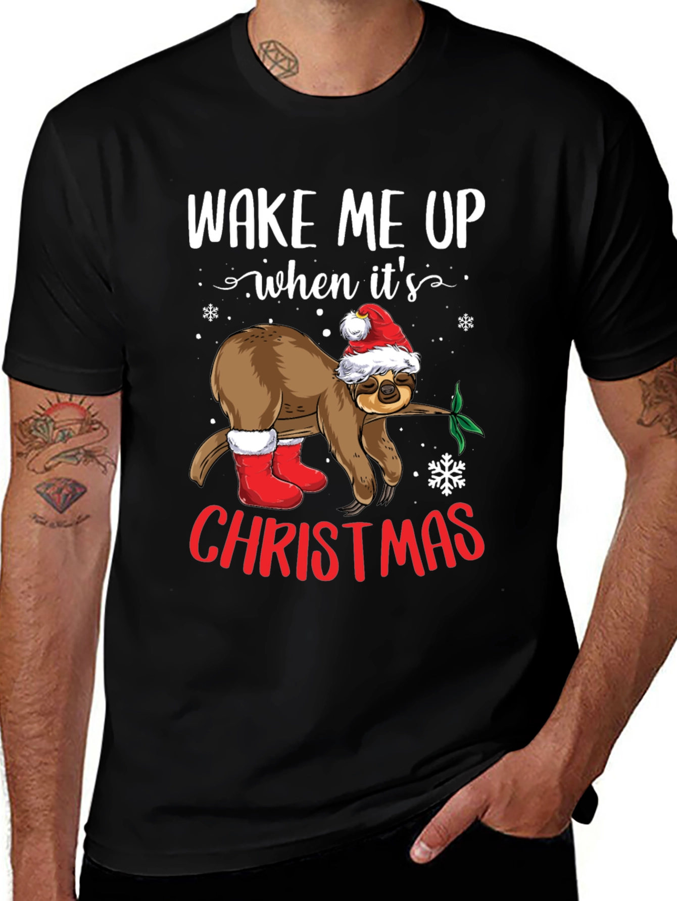 Wake Me Up When Its Christmas Sloth Tee