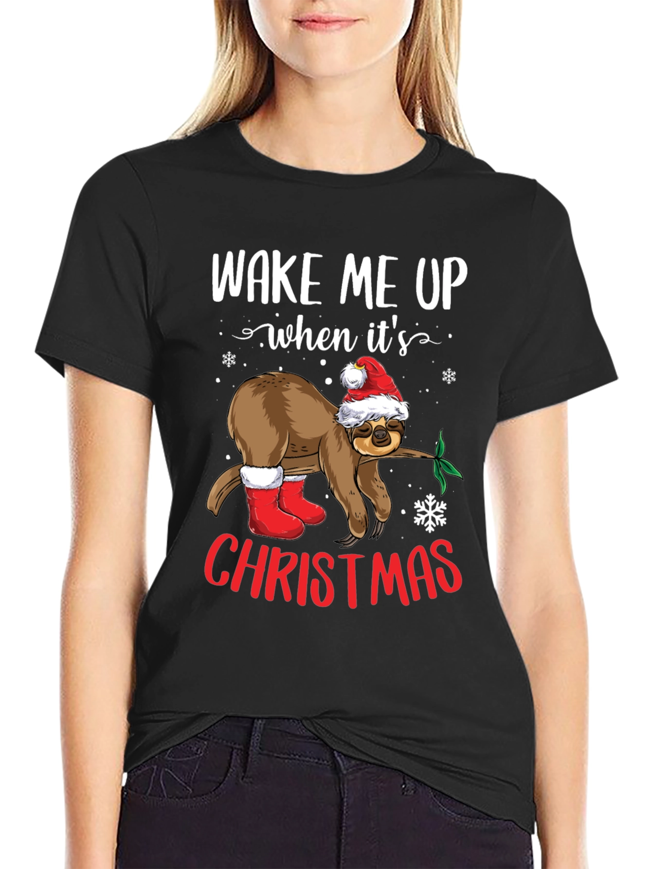 Wake Me Up When Its Christmas Sloth Tee