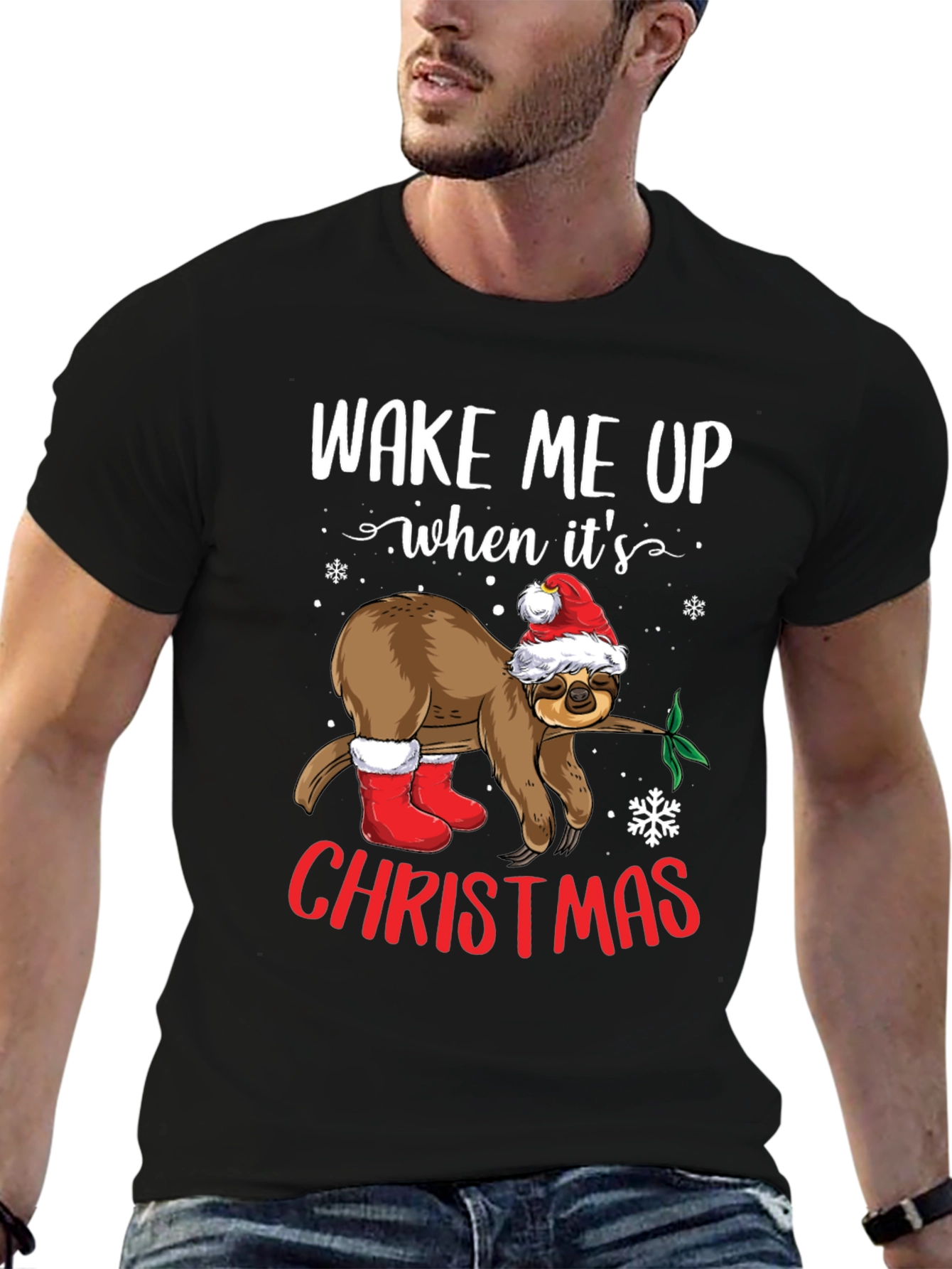 Wake Me Up When Its Christmas Sloth Tee