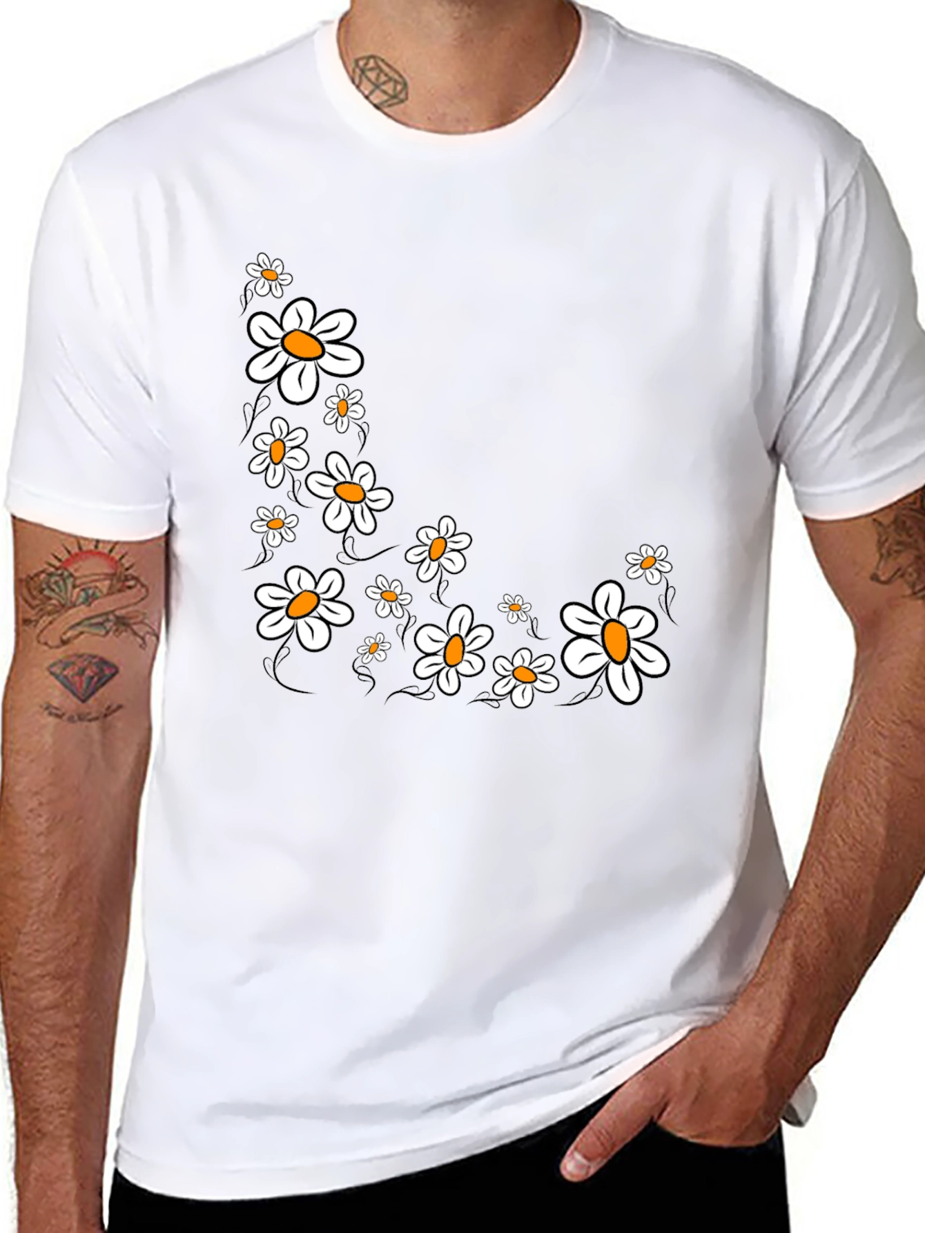 Daisy Graphic Print Black T-Shirt