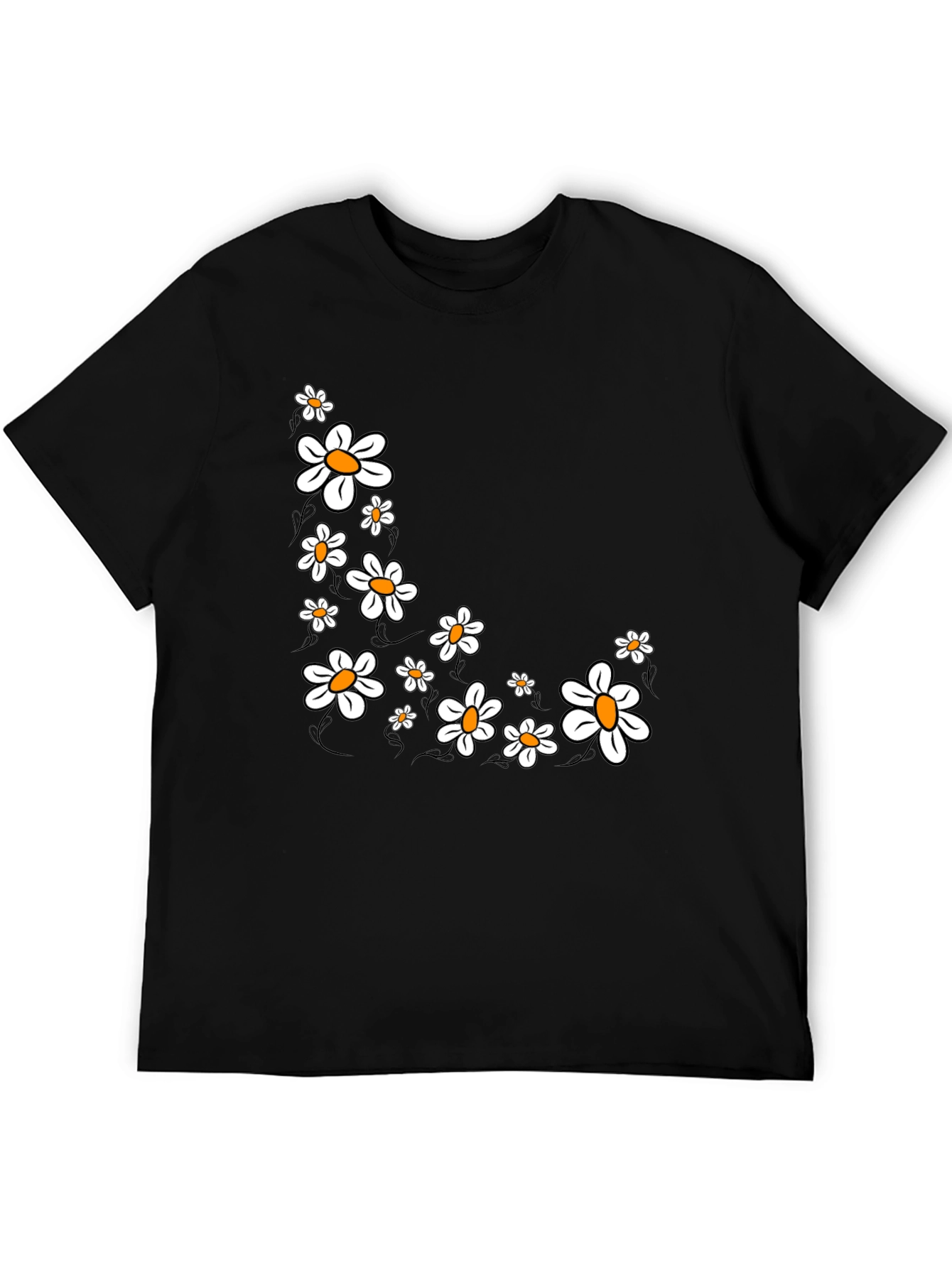 Daisy Graphic Print Black T-Shirt