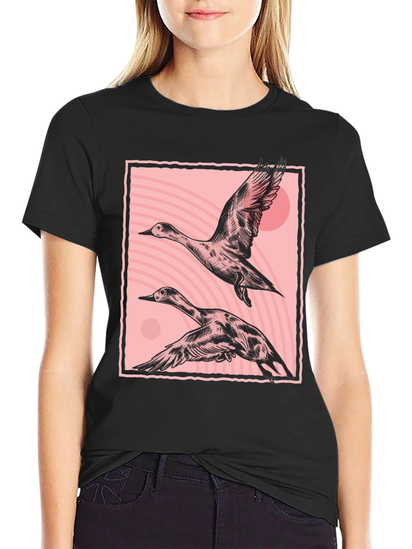 Stylish Black T-Shirt with Duck Graphic
