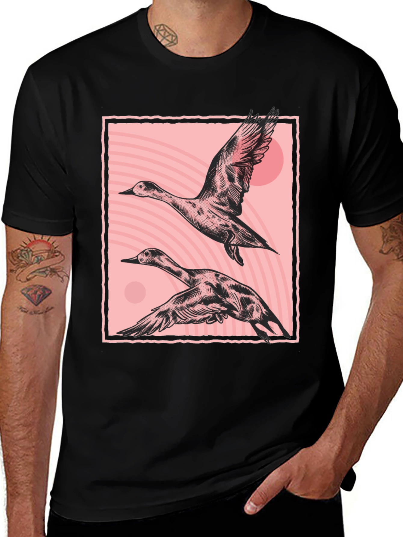 Stylish Black T-Shirt with Duck Graphic