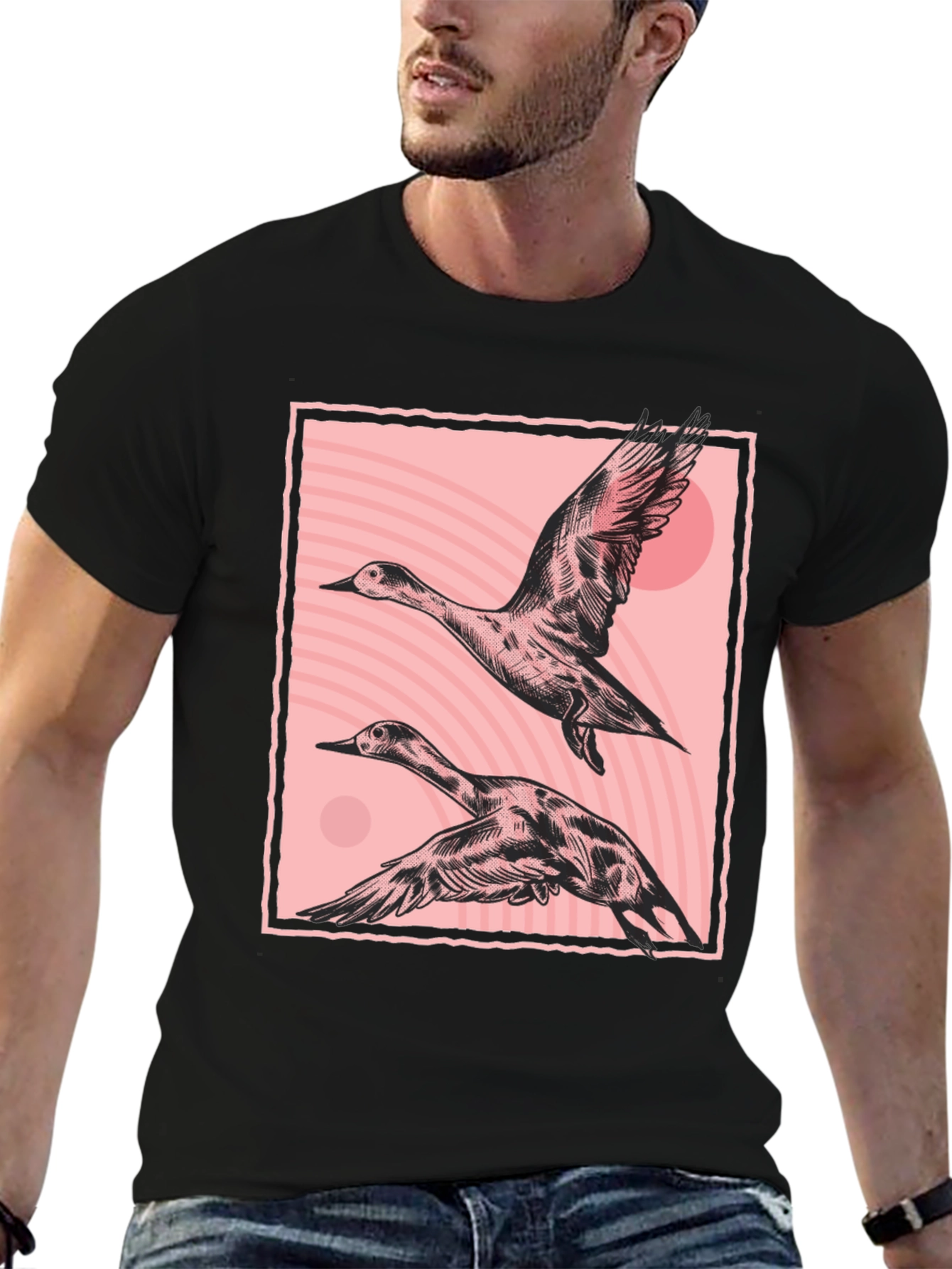 Stylish Black T-Shirt with Duck Graphic