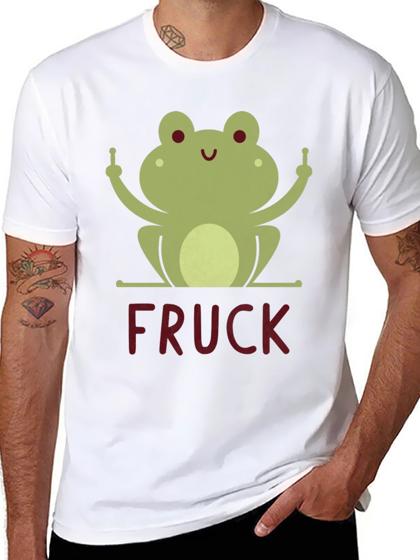 Funny Frog Middle Finger FRUCK Graphic T-Shirt