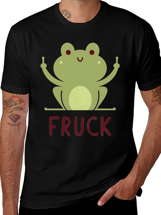Funny Frog Middle Finger FRUCK Graphic T-Shirt