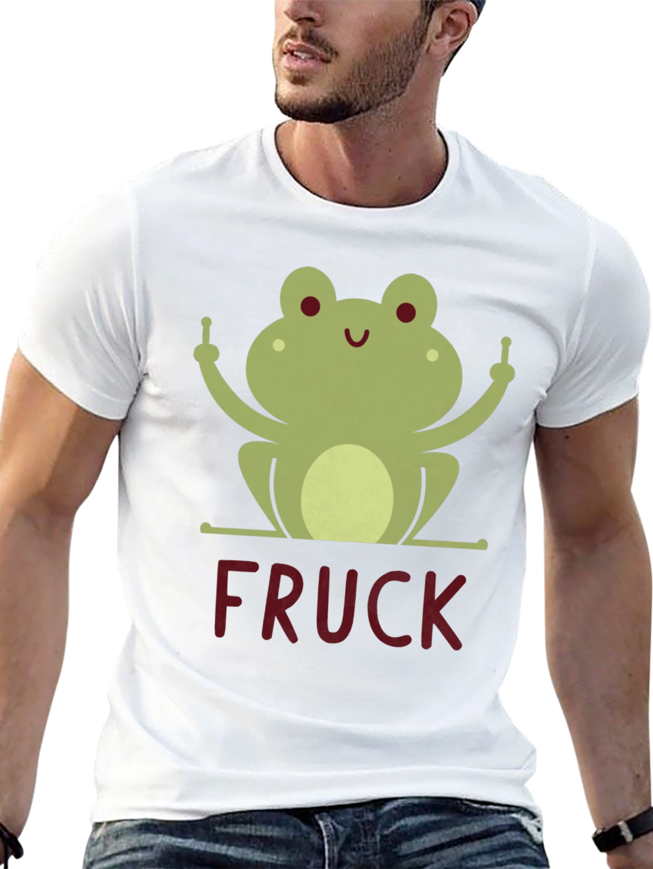 Funny Frog Middle Finger FRUCK Graphic T-Shirt
