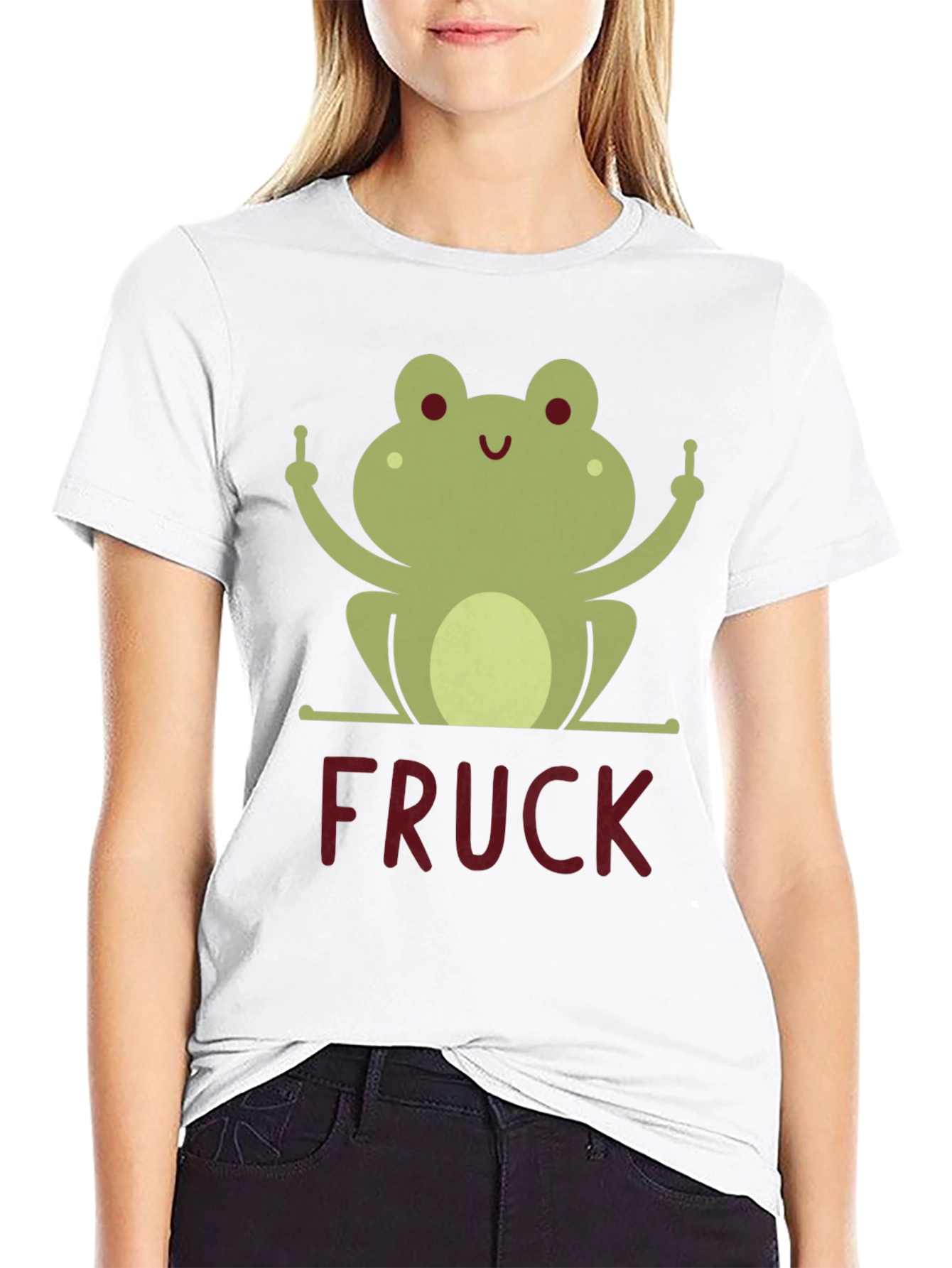 Funny Frog Middle Finger FRUCK Graphic T-Shirt