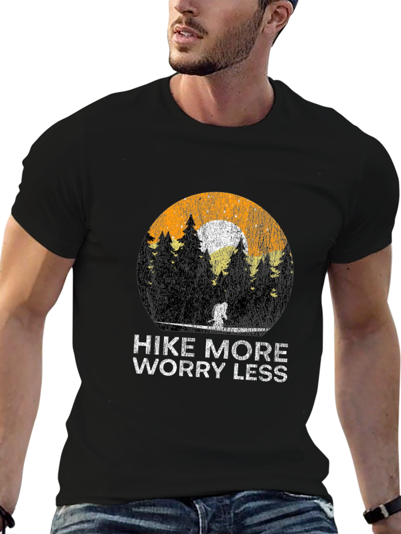 Hike More Worry Less Black T-Shirt