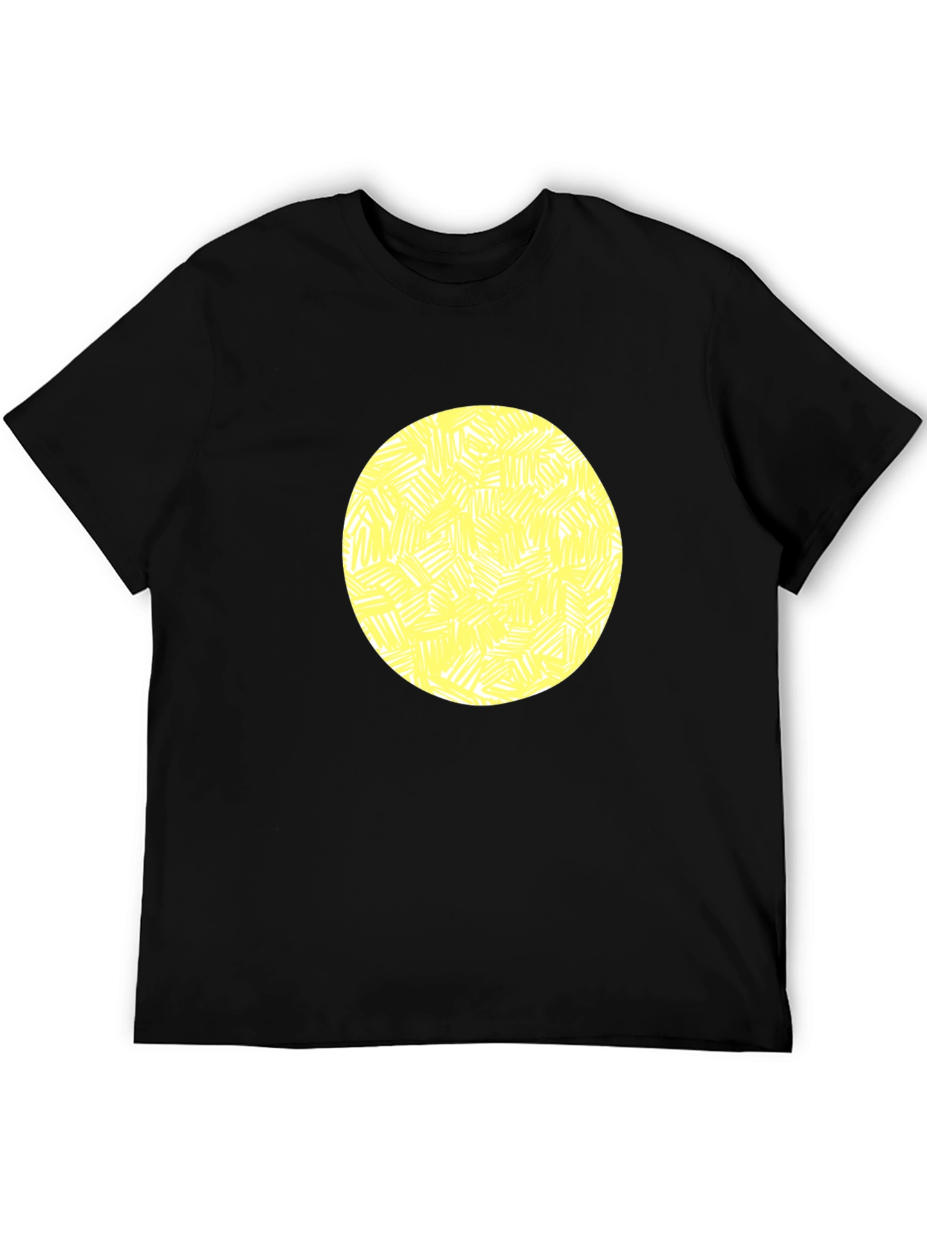 Abstract Yellow Circle Graphic Black T-Shirt