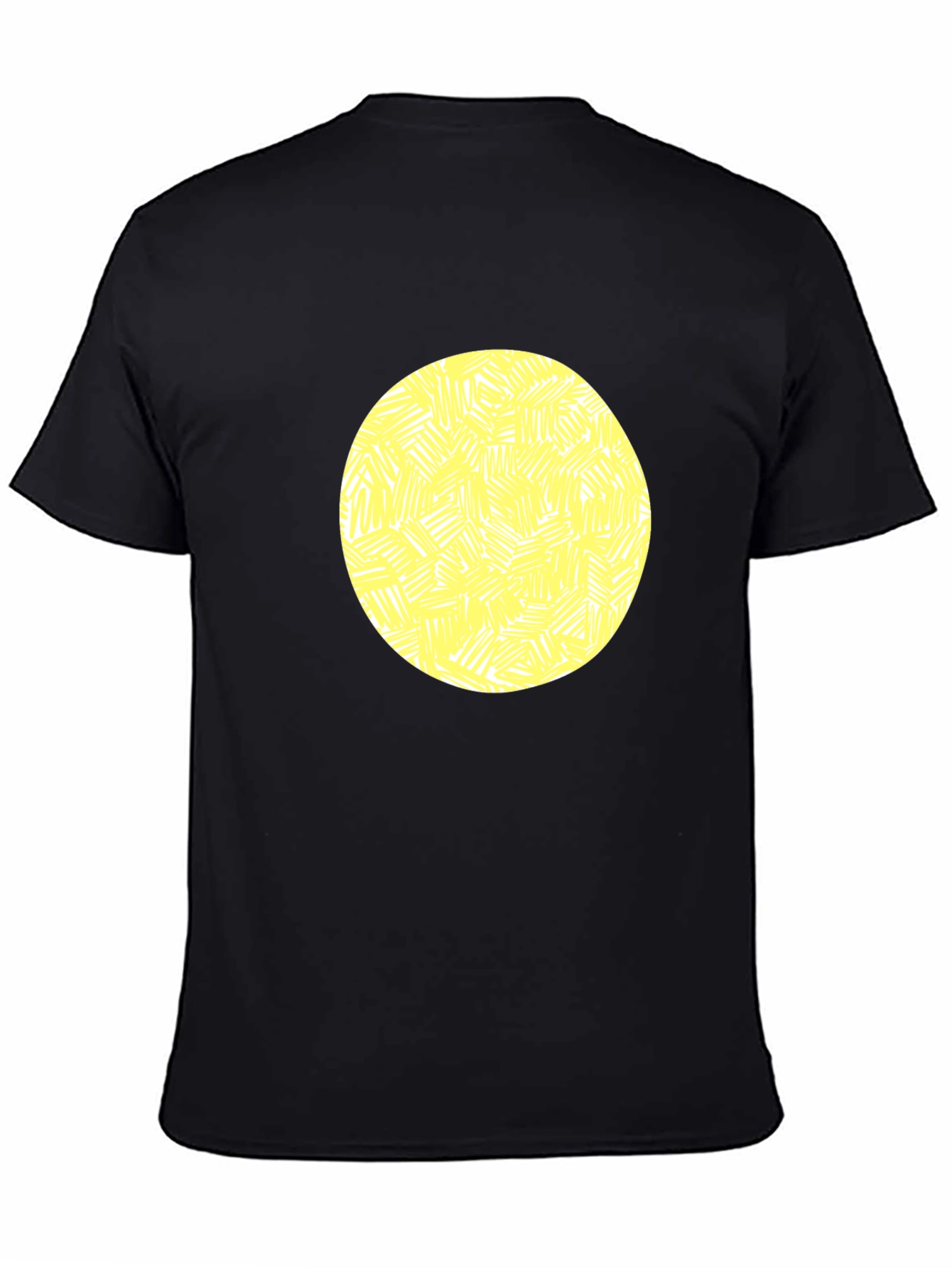 Abstract Yellow Circle Graphic Black T-Shirt