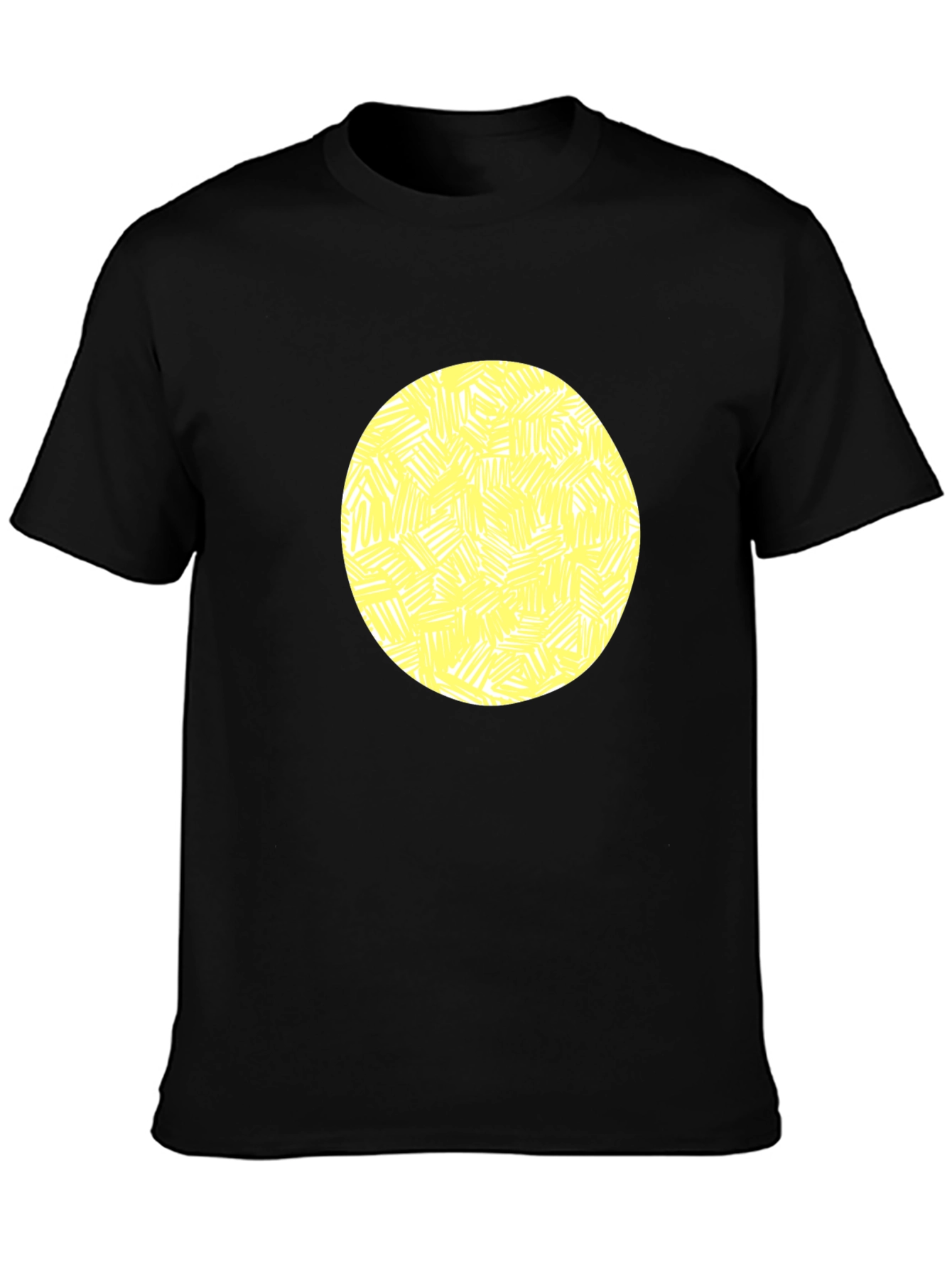 Abstract Yellow Circle Graphic Black T-Shirt