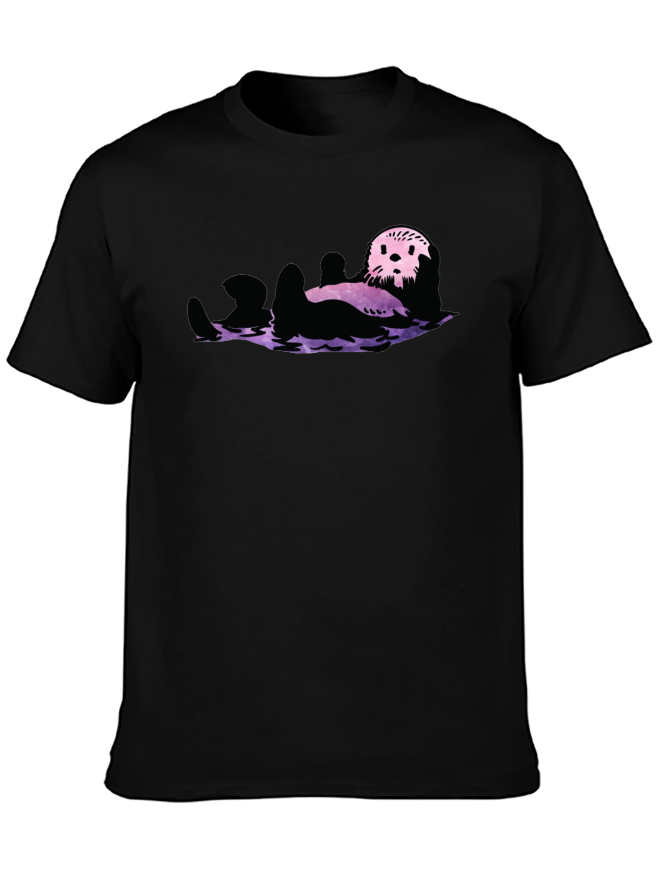 Otter Galaxy T-Shirt - Black Crew Neck