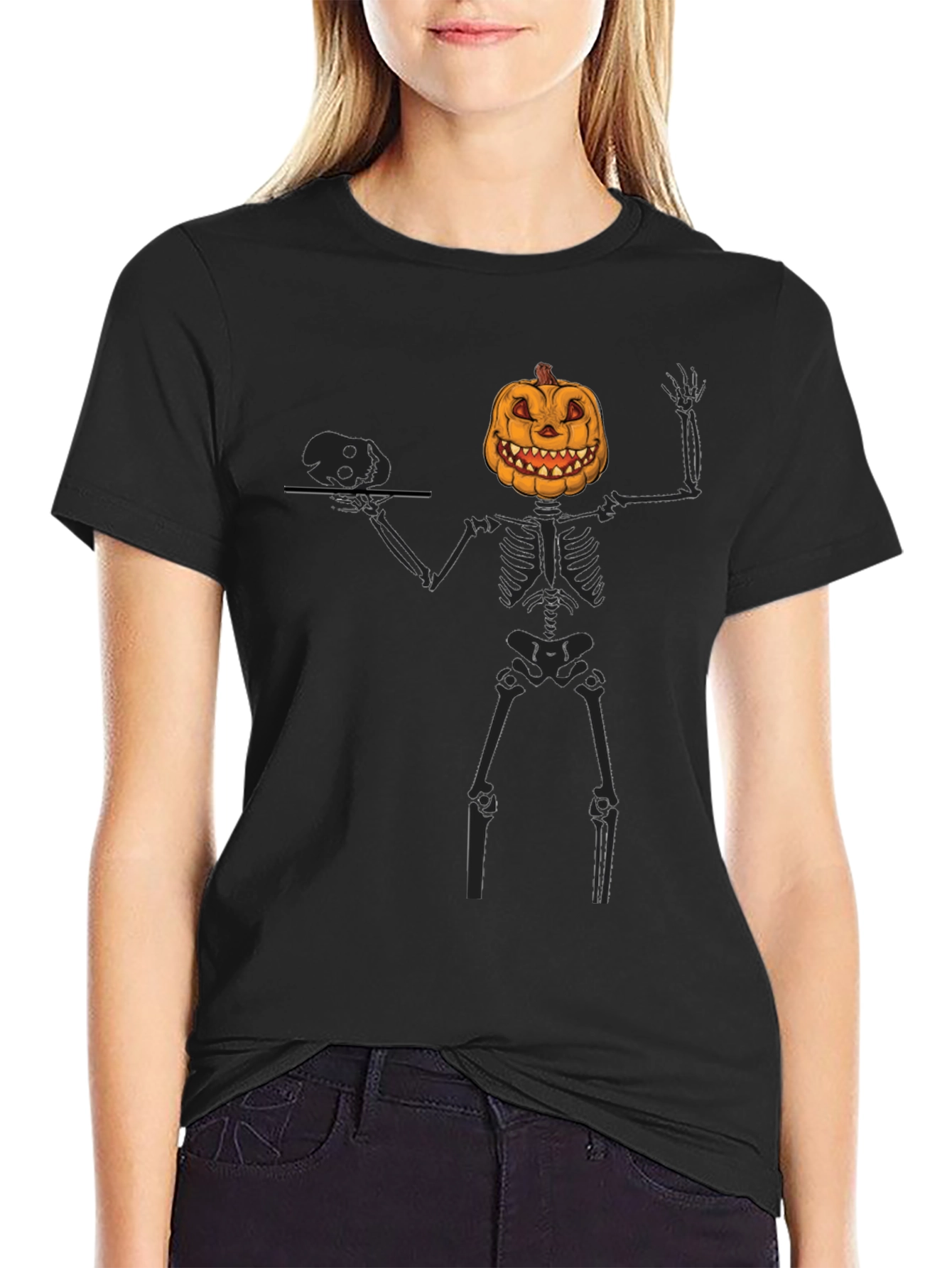 Pumpkin Skeleton Halloween T-Shirt