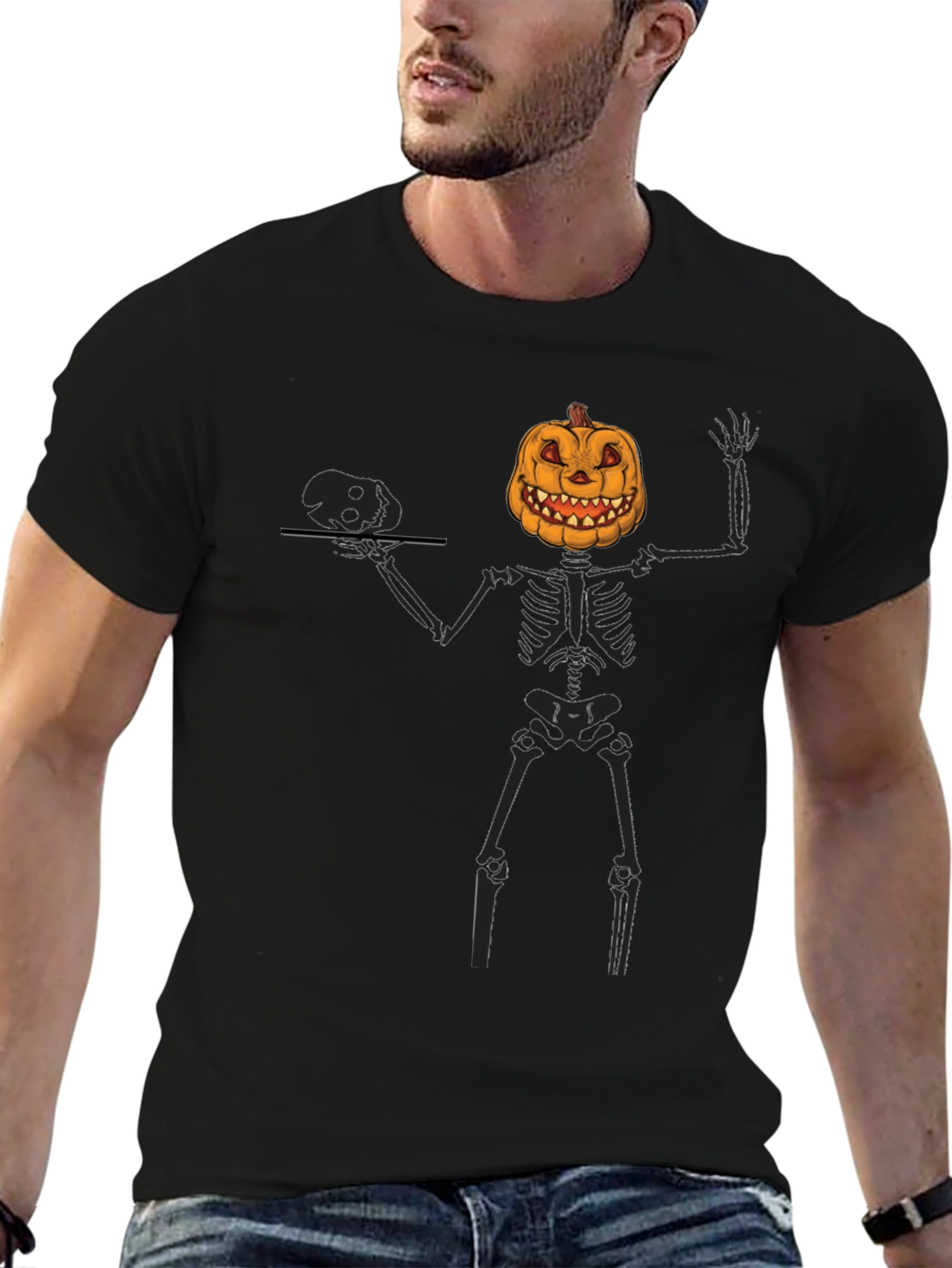 Pumpkin Skeleton Halloween T-Shirt