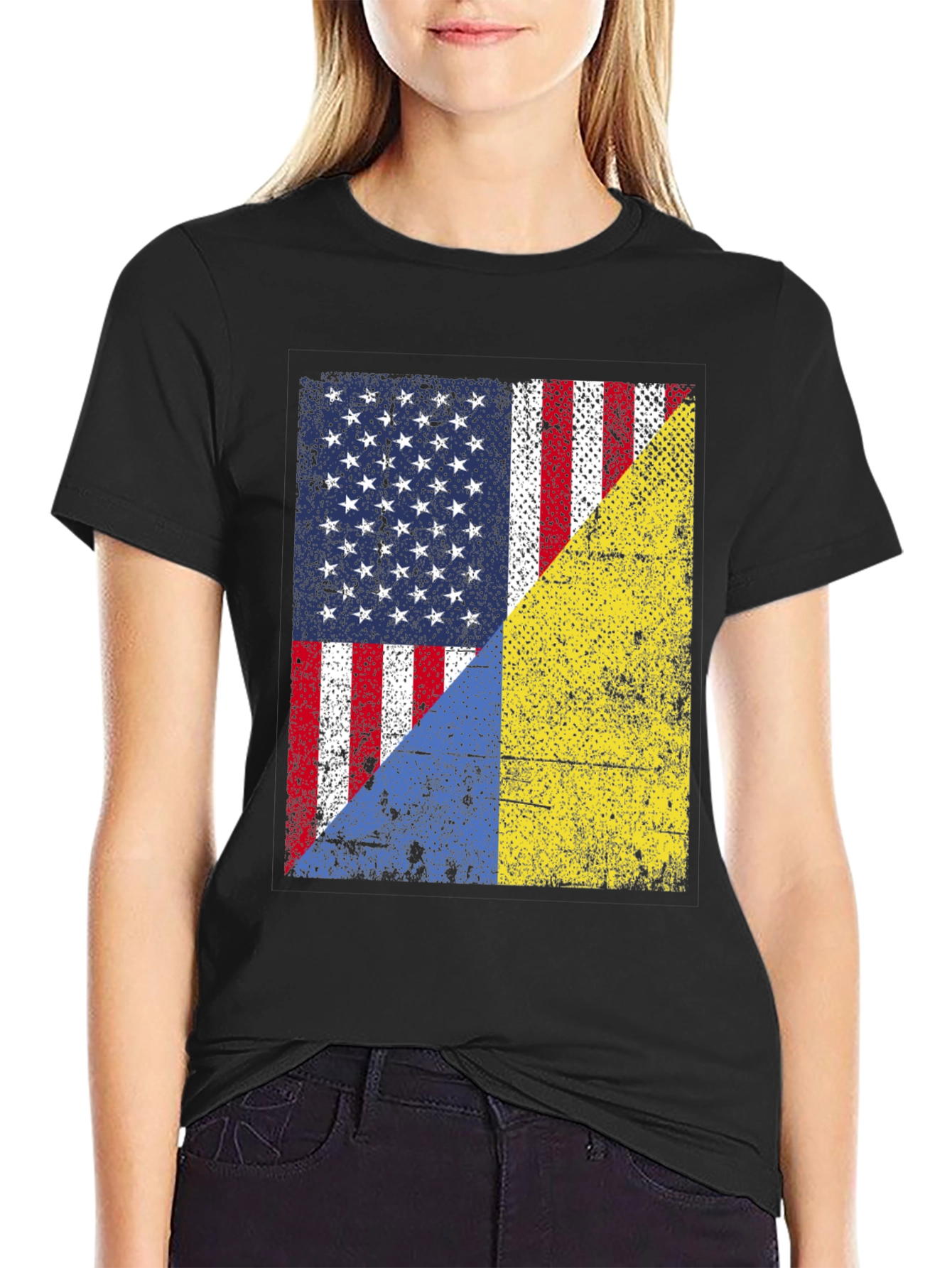 USA & Ukraine Flag Graphic T-Shirt