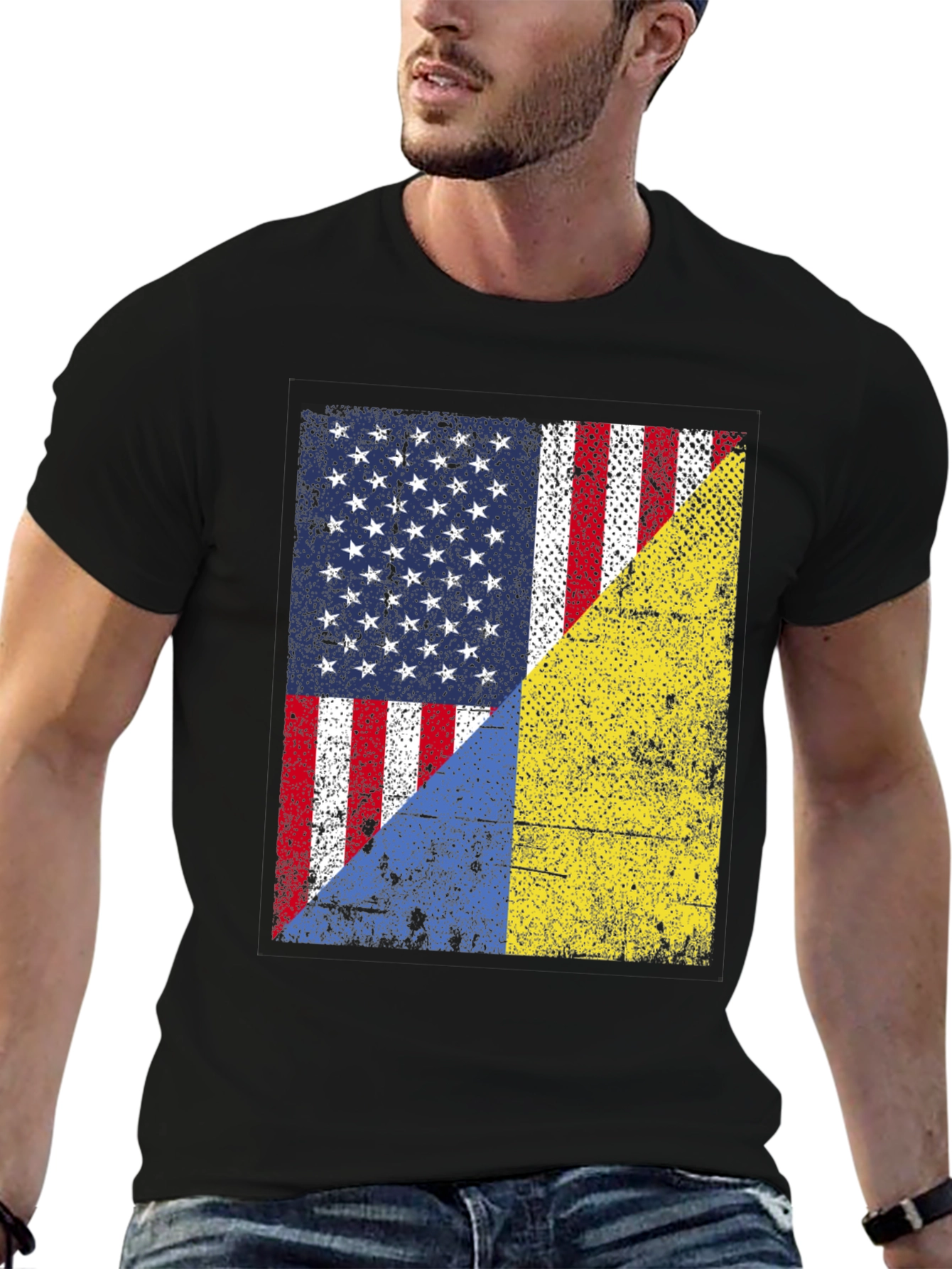USA & Ukraine Flag Graphic T-Shirt