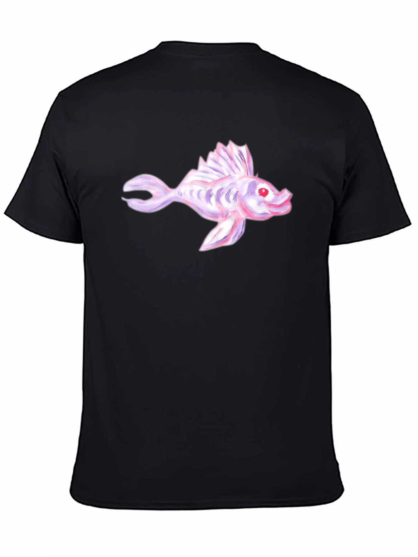 Fish Graphic Tee - Unique Design Black Cotton T-Shirt
