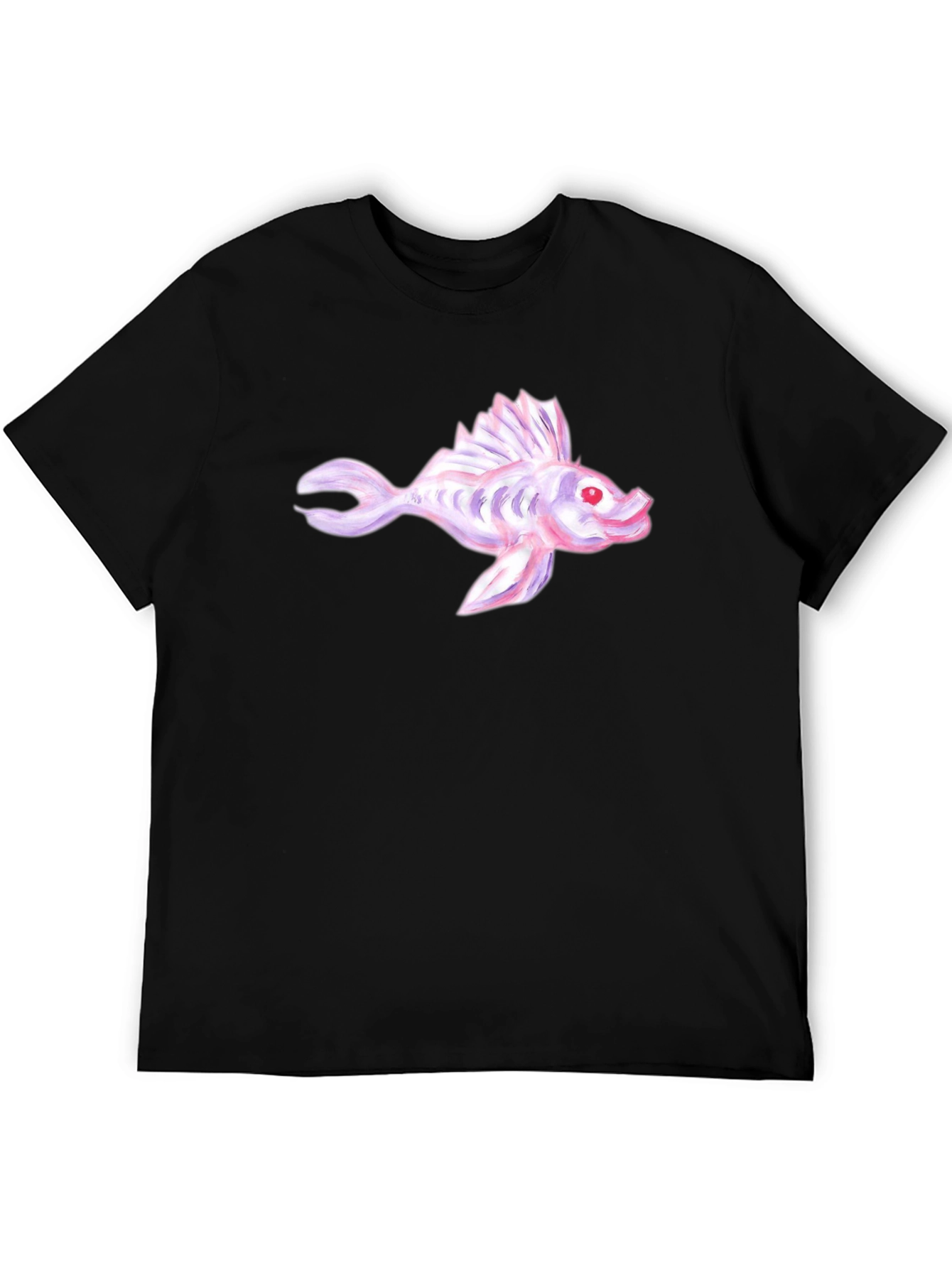 Fish Graphic Tee - Unique Design Black Cotton T-Shirt