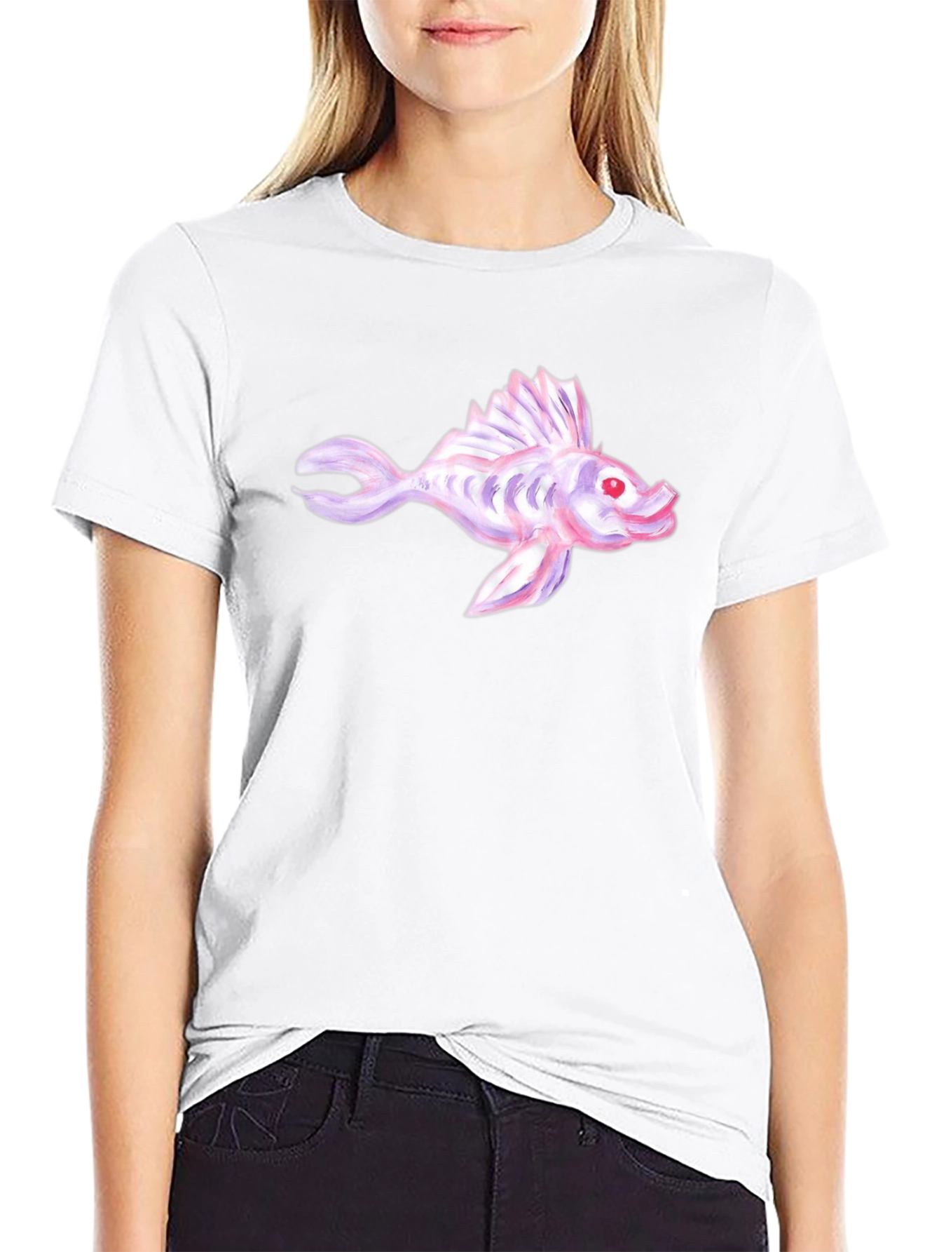 Fish Graphic Tee - Unique Design Black Cotton T-Shirt
