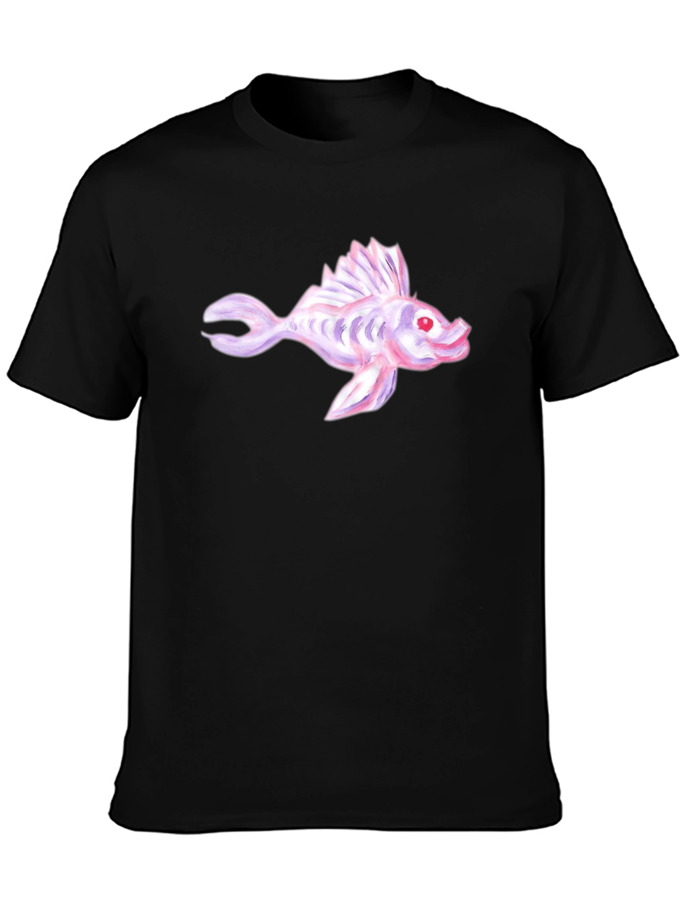 Fish Graphic Tee - Unique Design Black Cotton T-Shirt