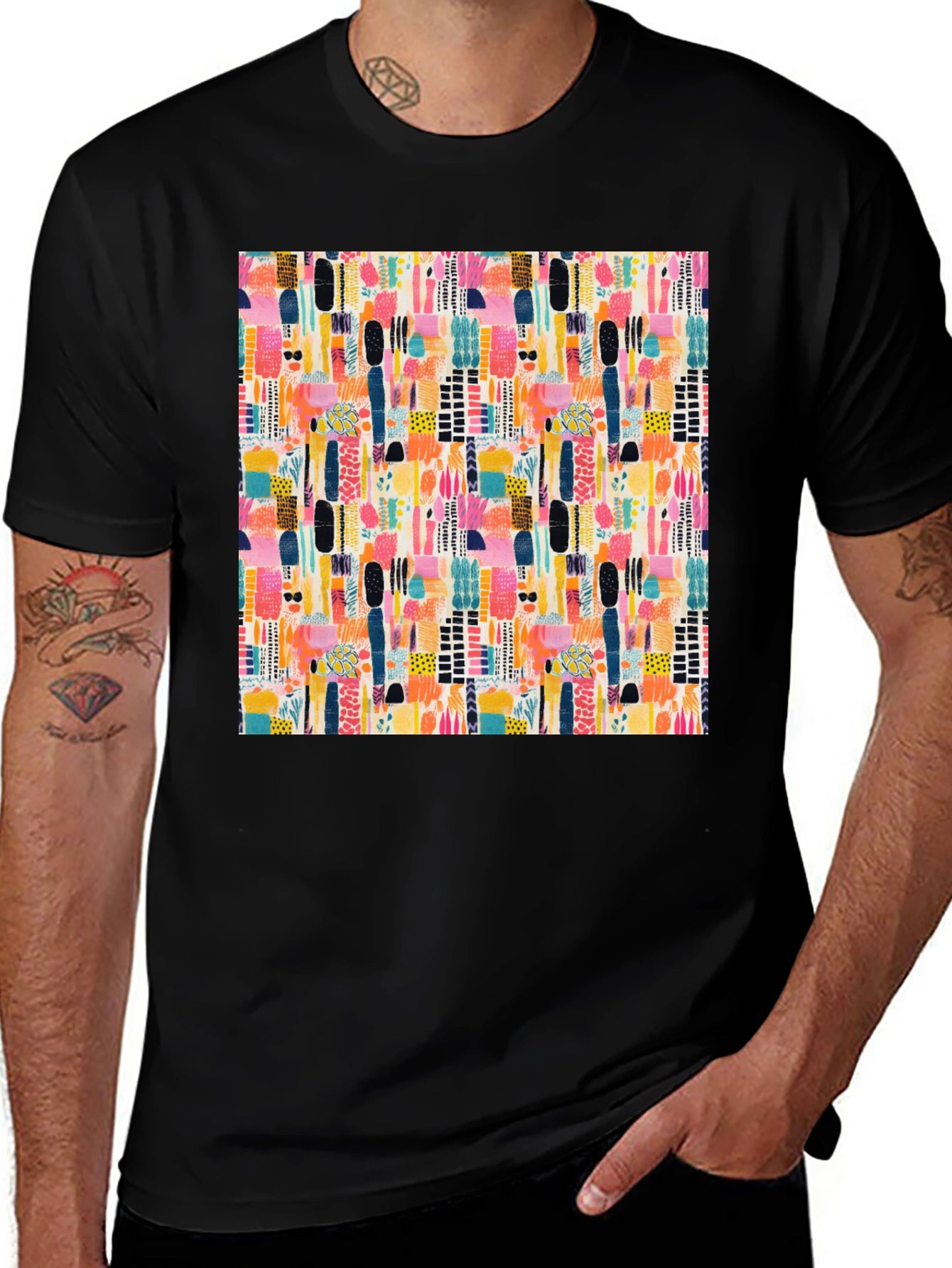 Abstract Pattern Black Tee