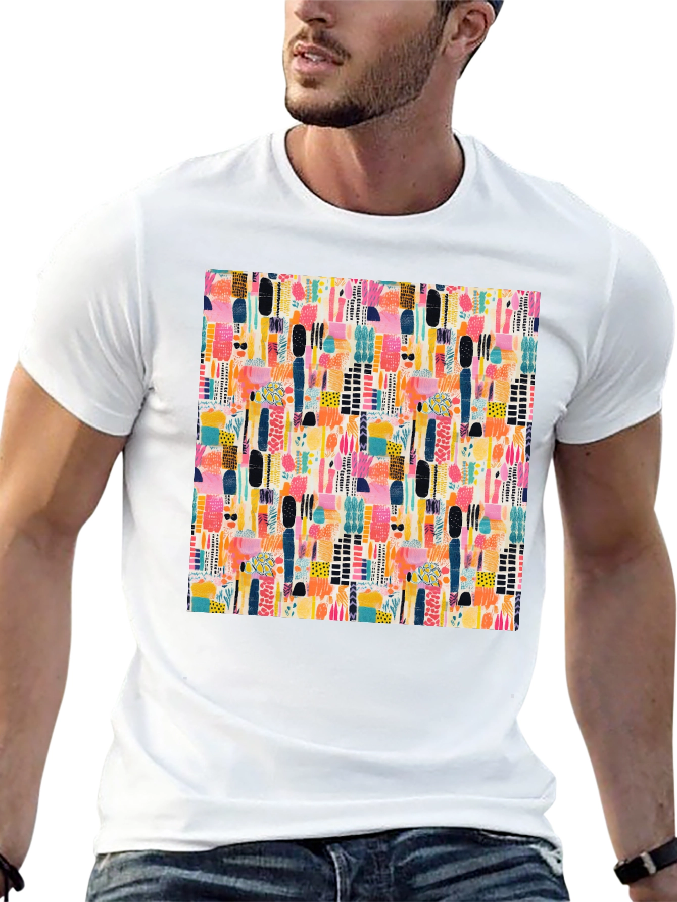 Abstract Pattern Black Tee