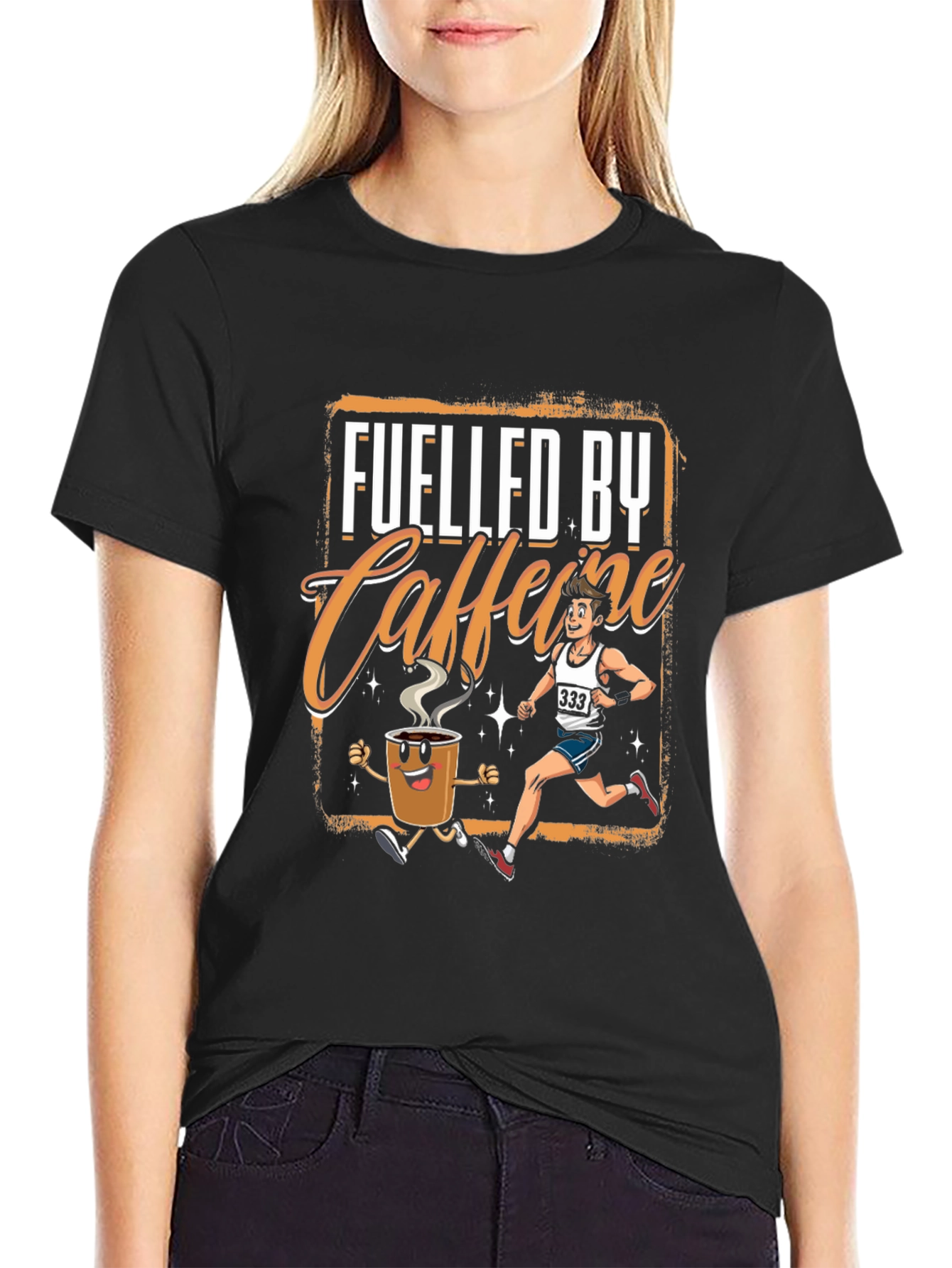 Fueled By Caffeine Running Graphic T-Shirt