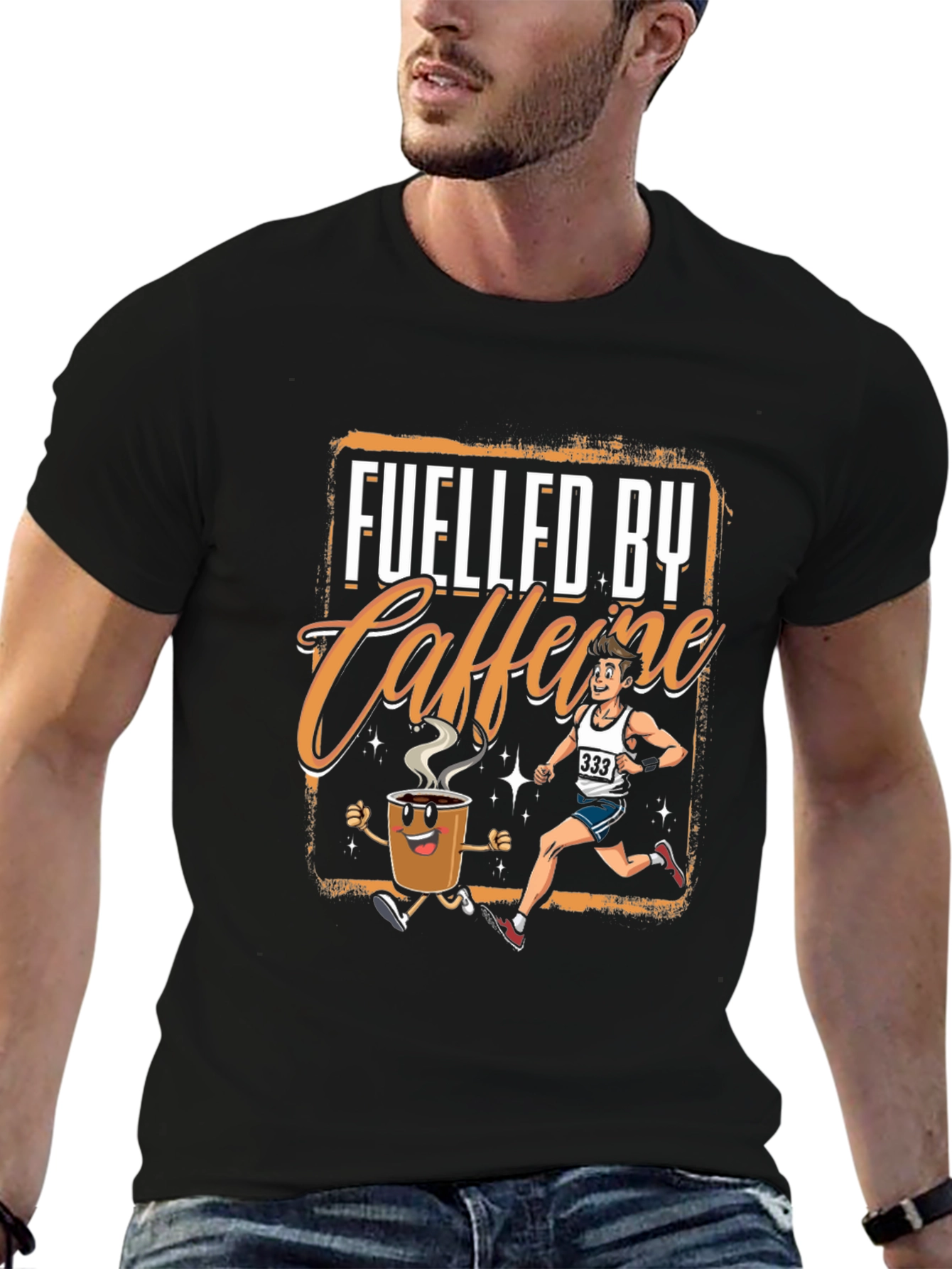 Fueled By Caffeine Running Graphic T-Shirt