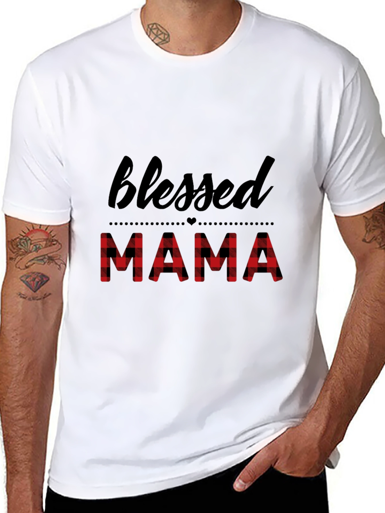 Blessed Mama Plaid Graphic Tee
